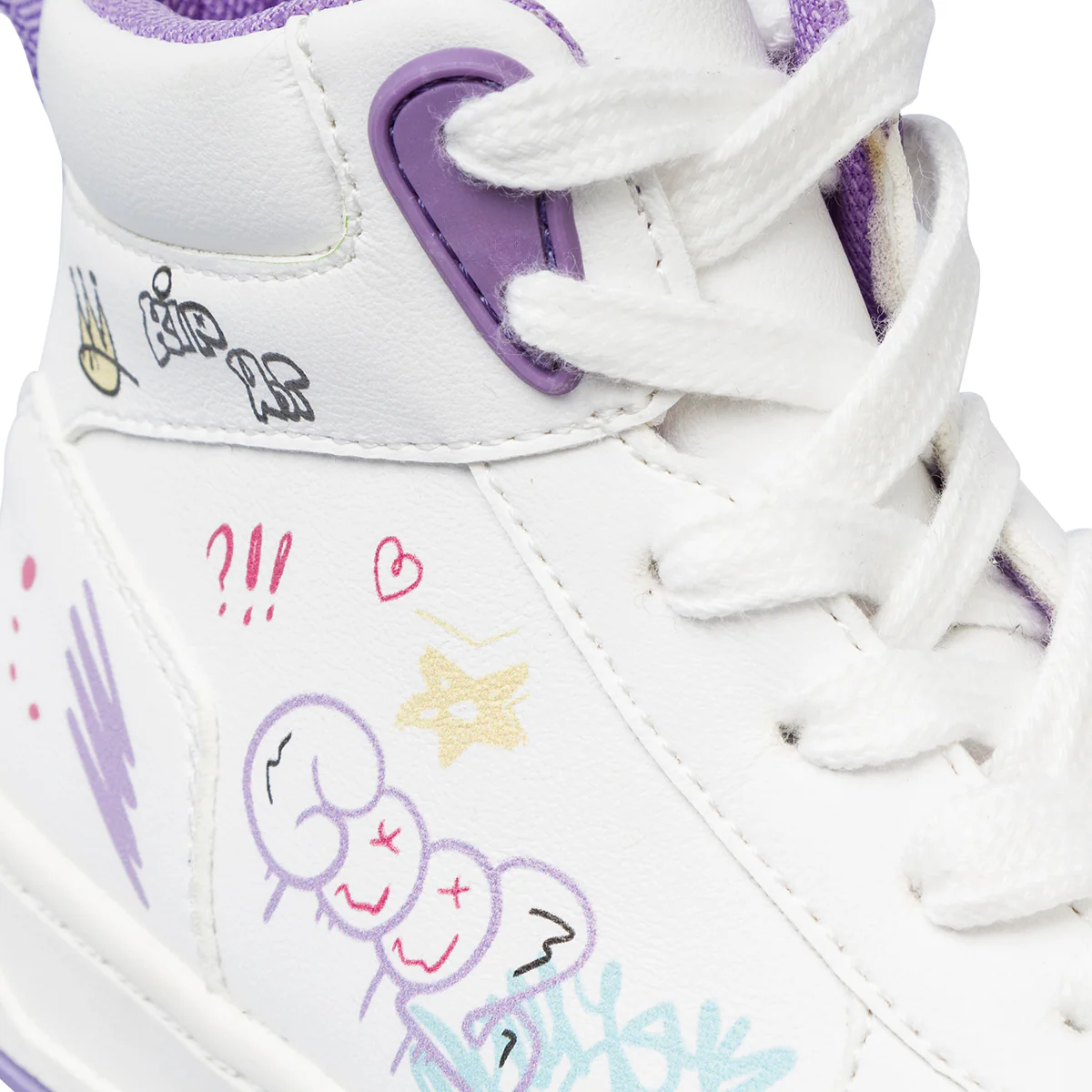 Sneakers alte da bambina bianche e lilla con stampe Le Scarpe di Alice - Image 6