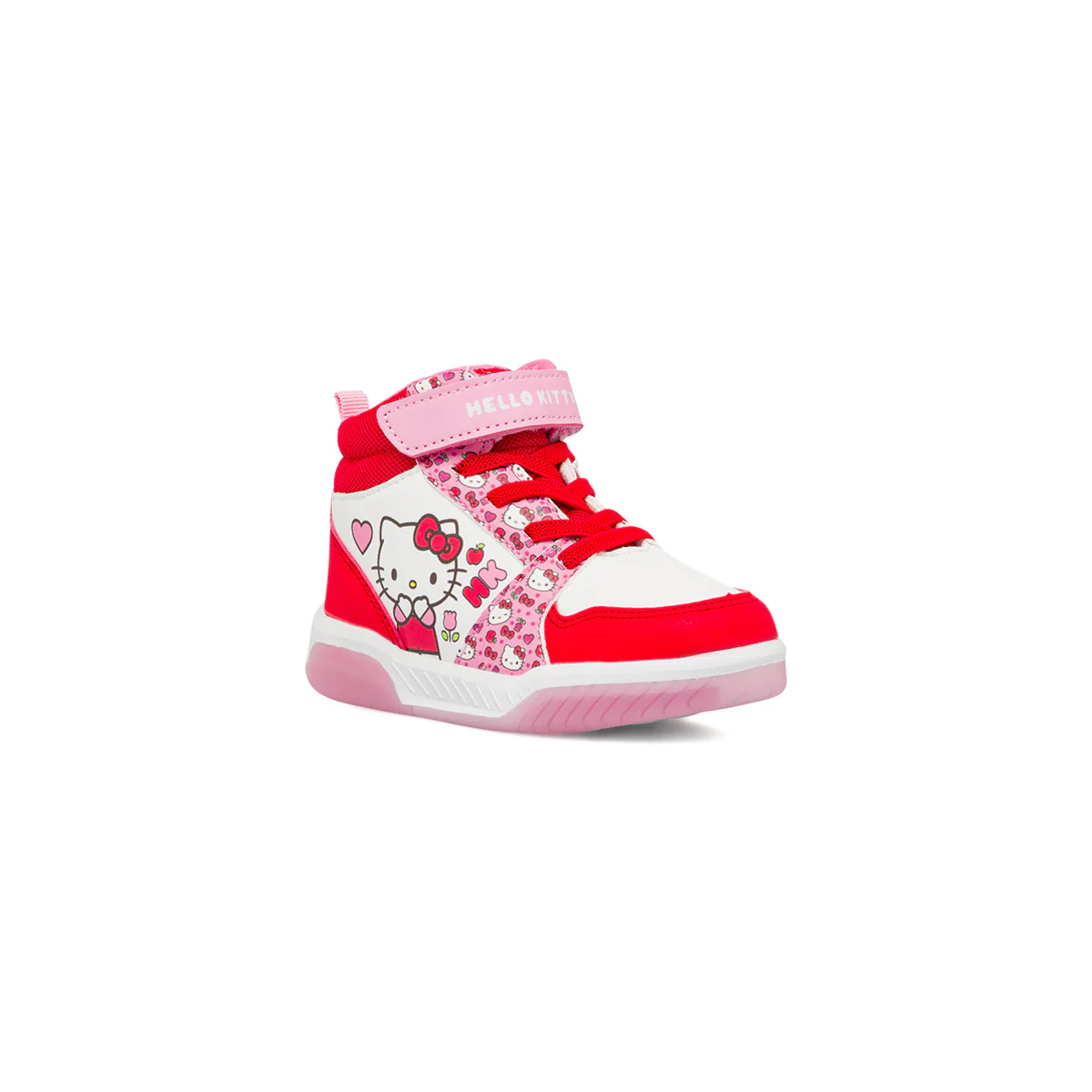 Sneakers alte da bambina bianche e rosse con luci Hello Kitty - Image 2