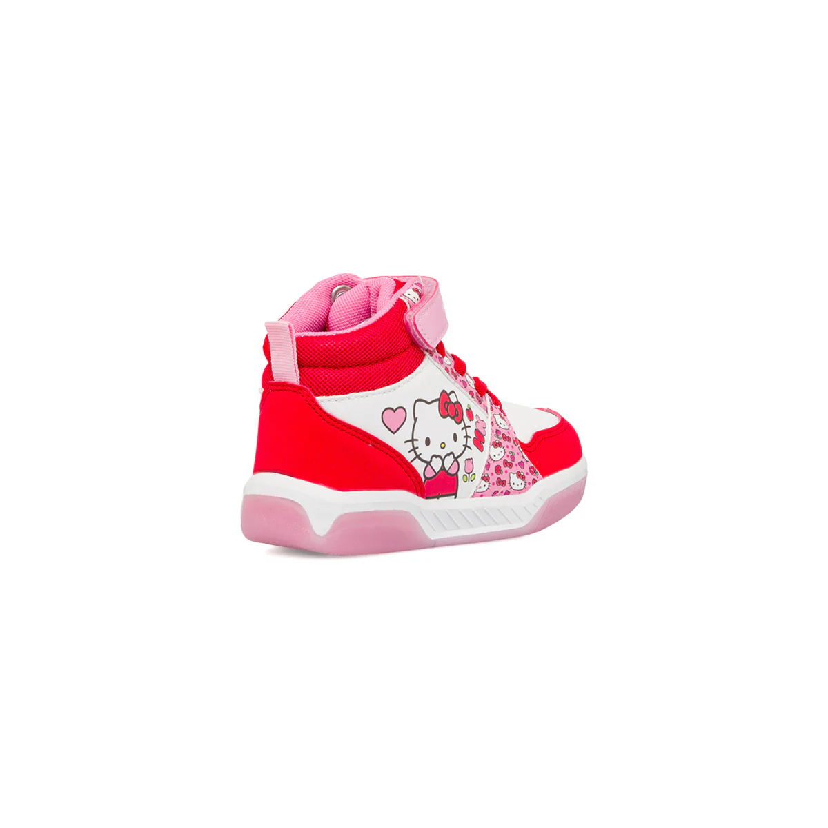 Sneakers alte da bambina bianche e rosse con luci Hello Kitty - Image 3