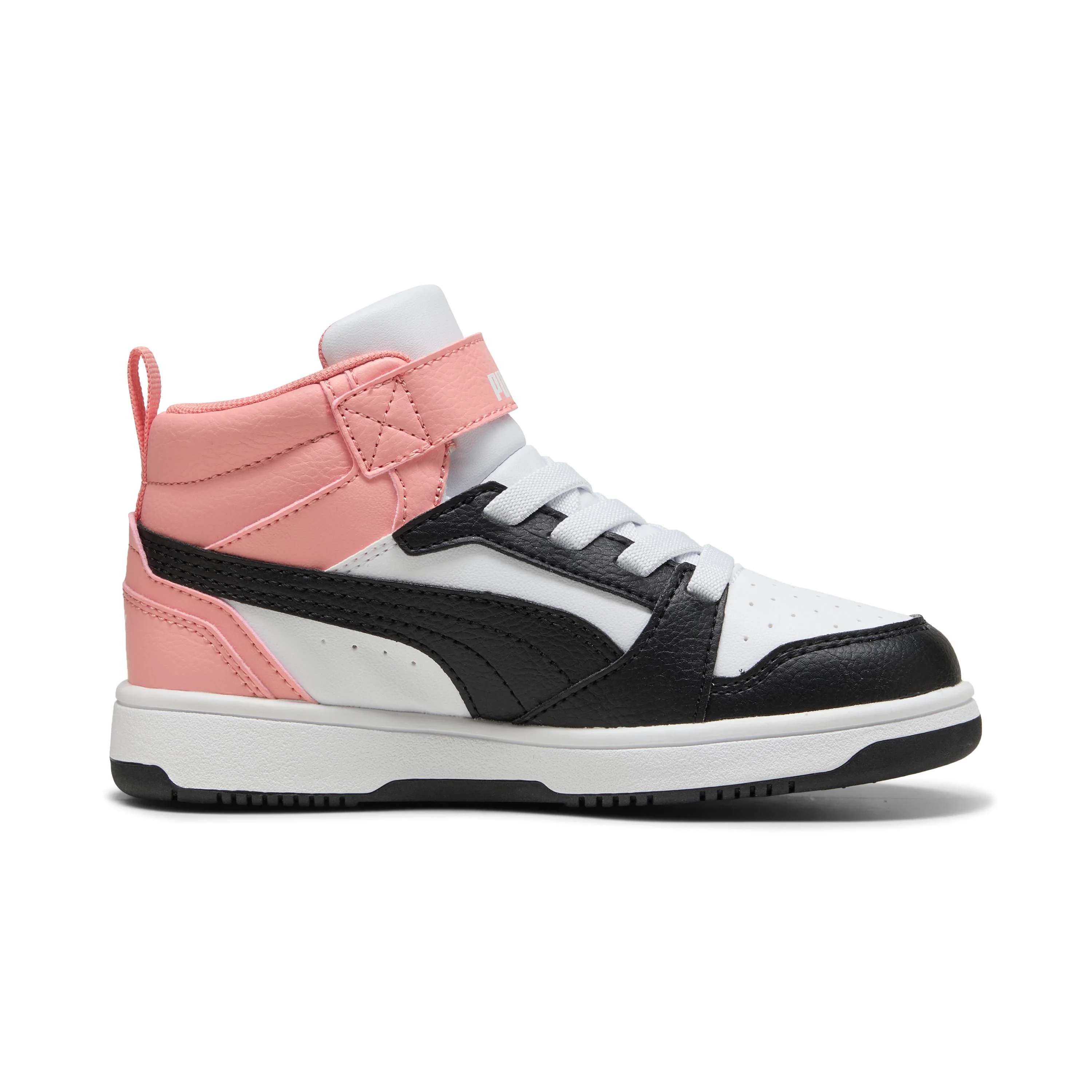 Sneakers Alte da Bambina e Ragazza Bianche con dettagli rosa Puma Rebound V6 Mid - Image 3