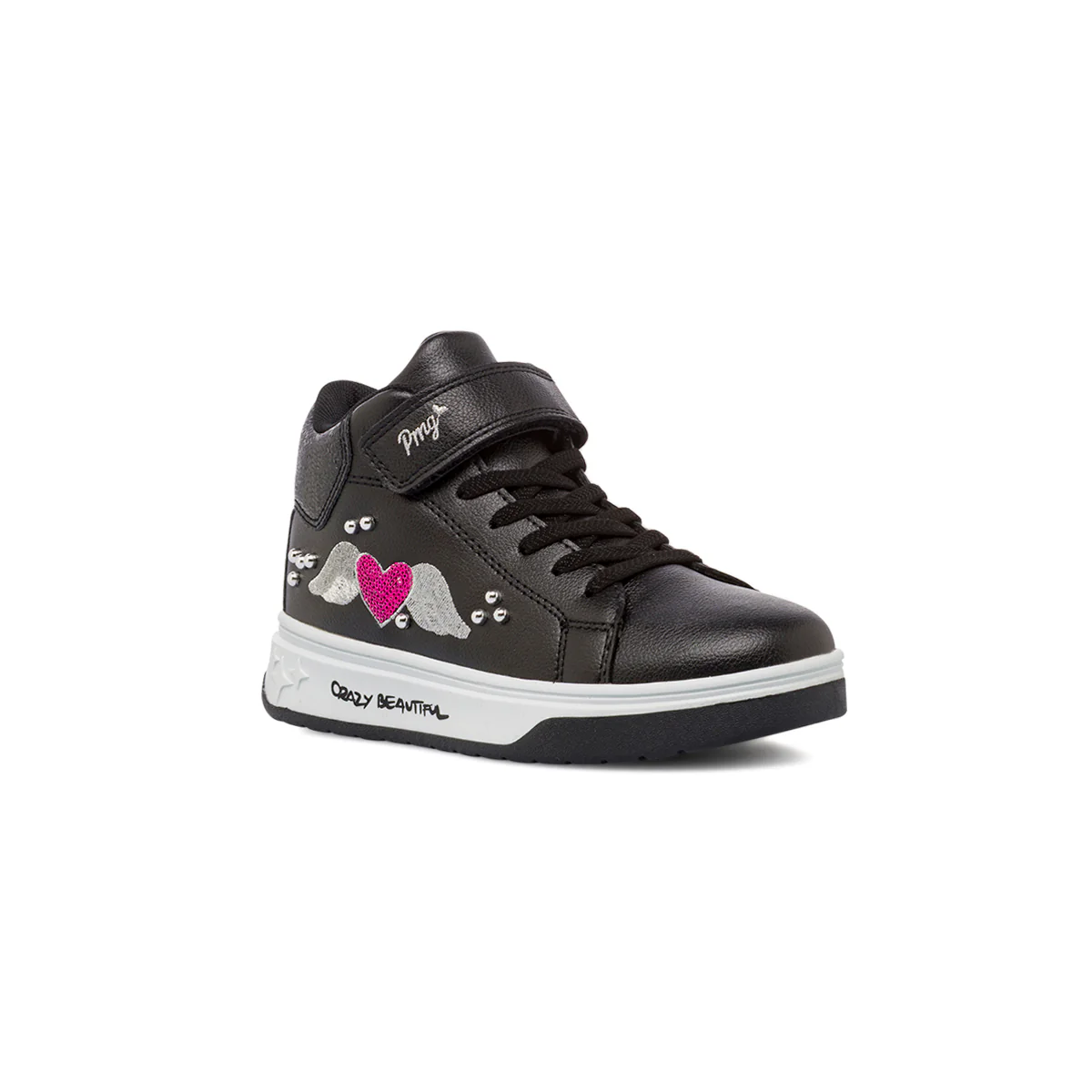Sneakers alte da bambina nere con cuore glitter Primigi - Image 2