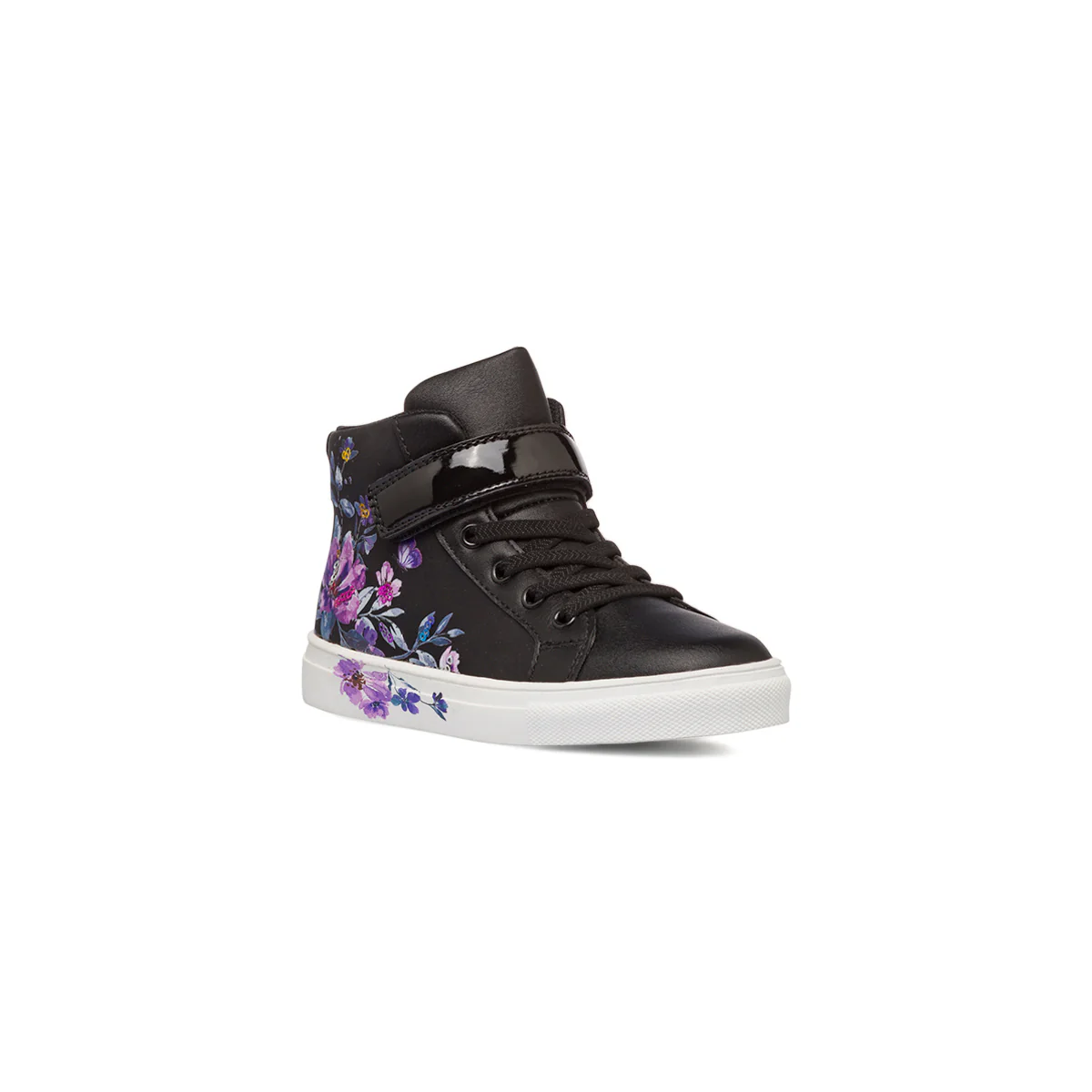 Sneakers alte da bambina nere con dettagli fiori Le Scarpe di Alice - Image 2
