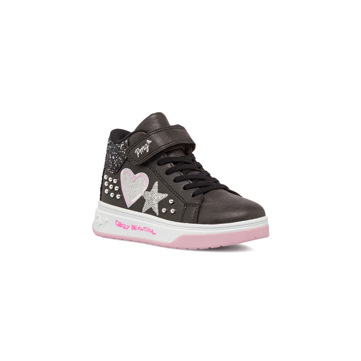 Sneakers alte  da bambina nere con dettagli glitter e borchie Primigi Glam - Image 2