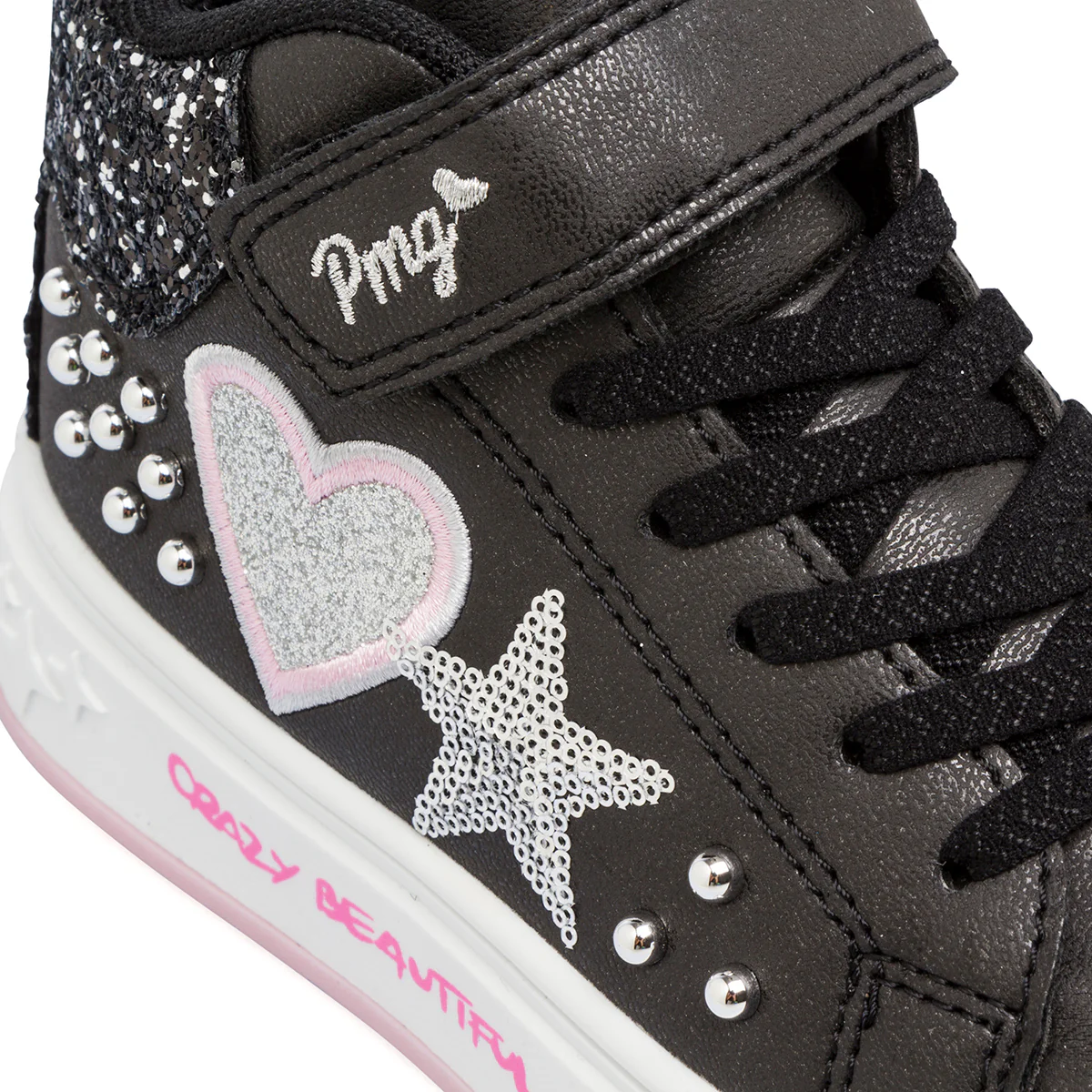 Sneakers alte  da bambina nere con dettagli glitter e borchie Primigi Glam - Image 5