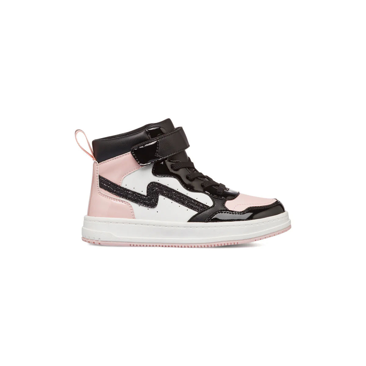 Sneakers alte da bambina nere e rosa con dettagli glitter Le Scarpe di Alice