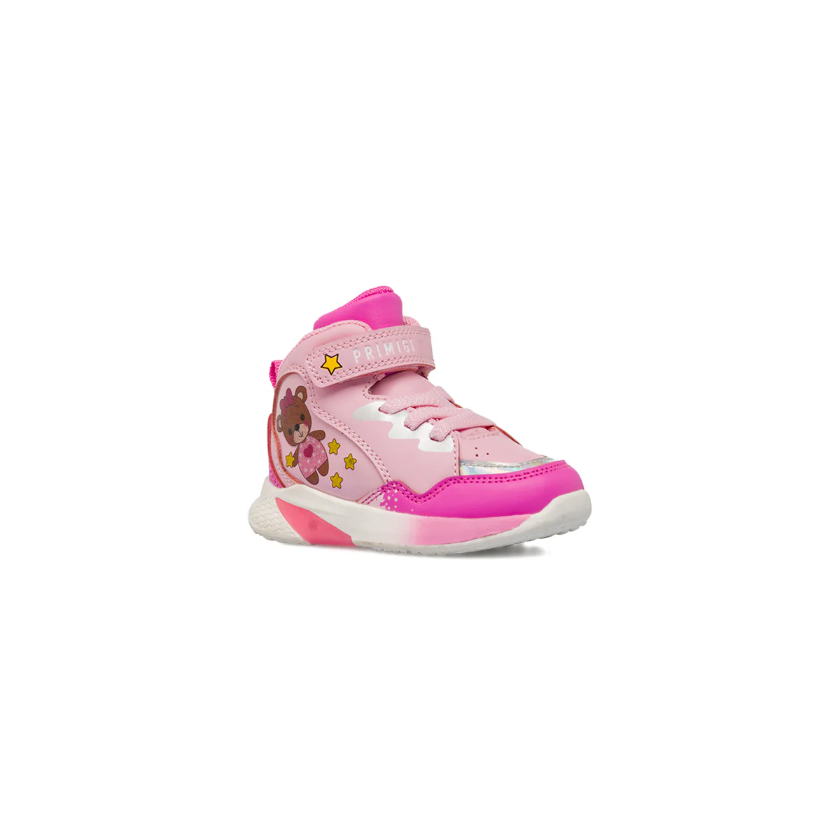 Sneakers alte da bambina rosa con strappo e Luci Primigi - Image 3