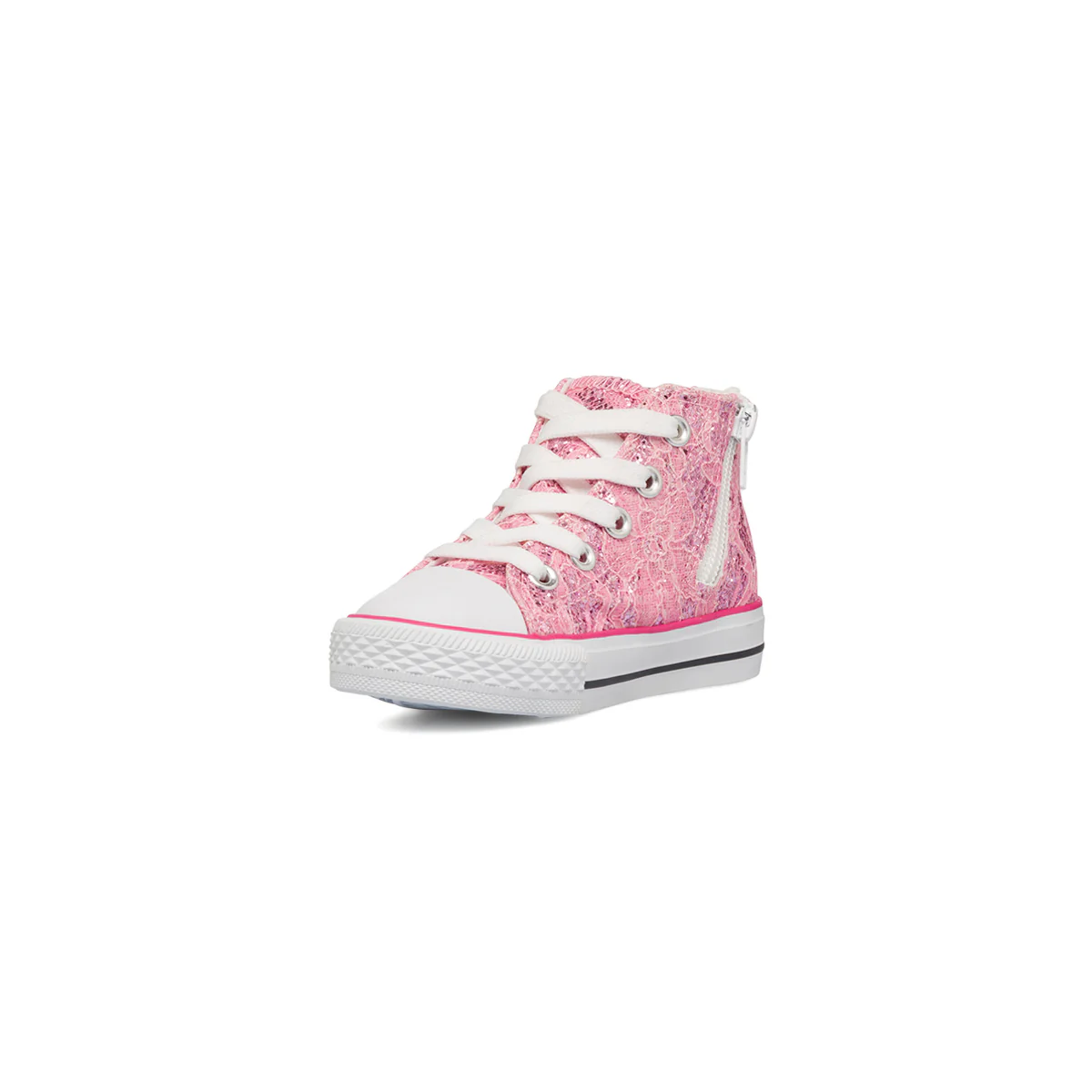 Sneakers Alte da Bambina e Ragazza Rosa effetto pizzo con glitter Le Scarpe di Alice - Image 4