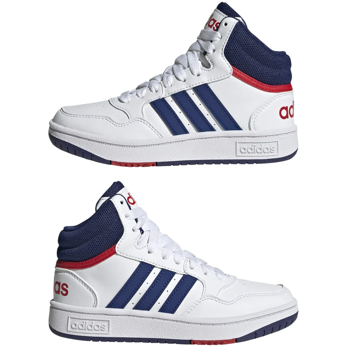 Sneakers alte da bambino bianche con logo adidas Hoops 3.0 - Image 2