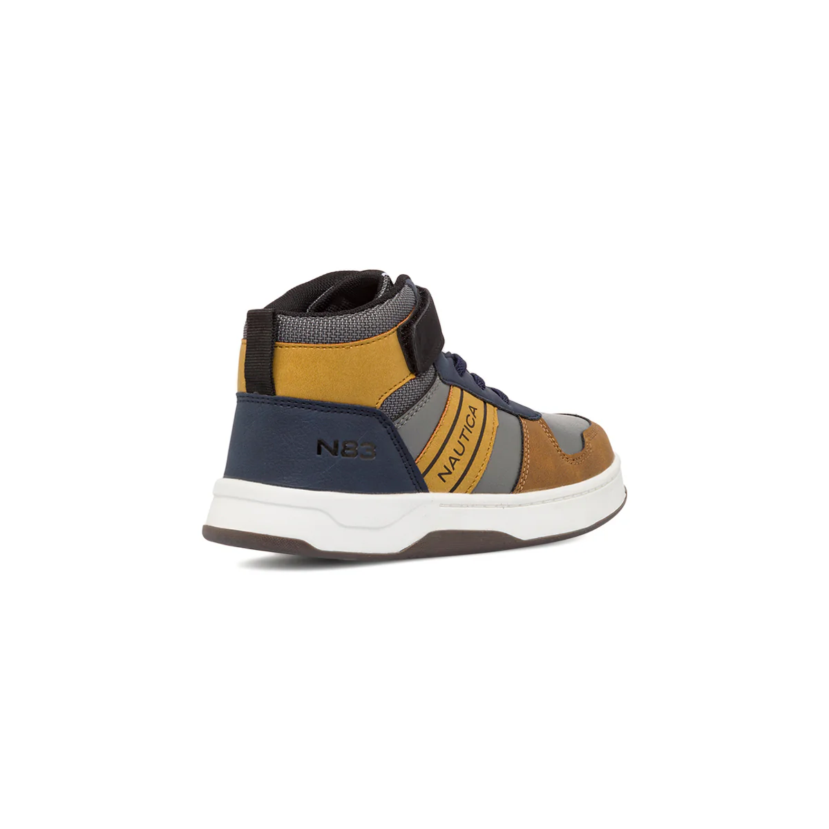 Sneakers alte da bambino grigie e blu navy con logo Nautica - Image 3