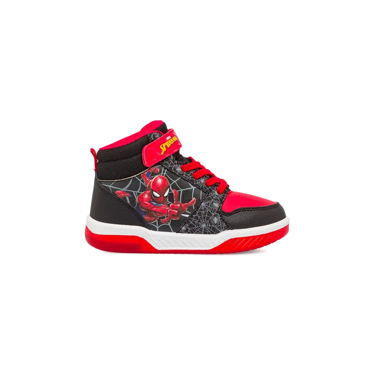 Sneakers alte da bambino nere e rosse con luci Spiderman