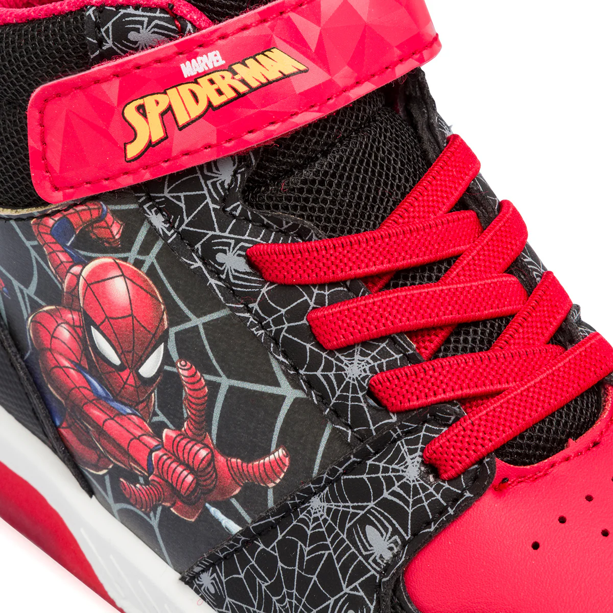 Sneakers alte da bambino nere e rosse con luci Spiderman - Image 4