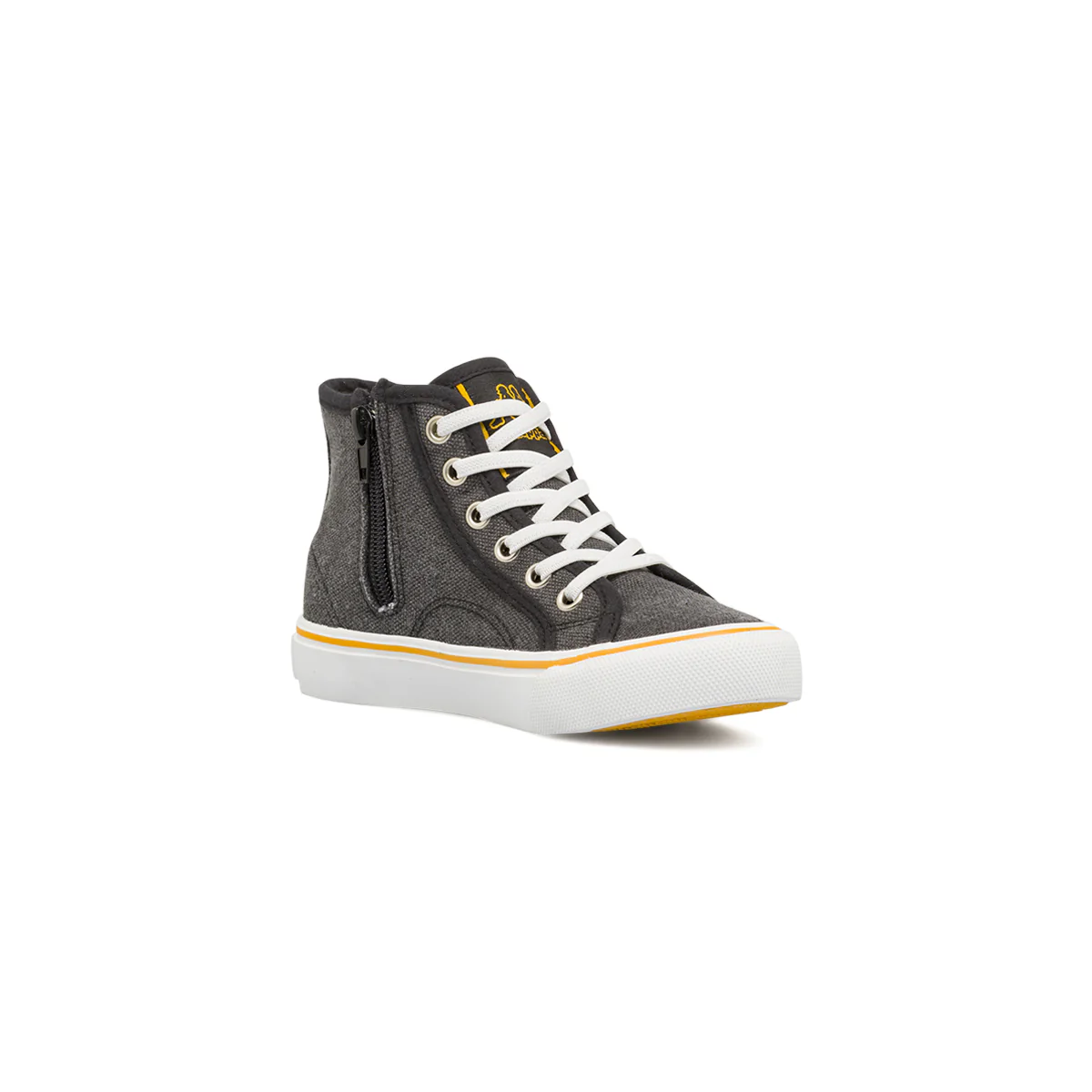 Sneakers alte da bambino nere Kappa in tessuto con inserti arancioni - Image 4