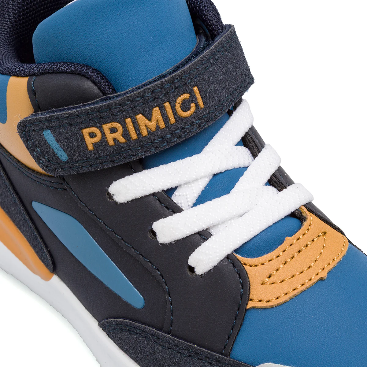 Sneakers alte da bambino Primigi blu navy e ocra con strappo - Image 5