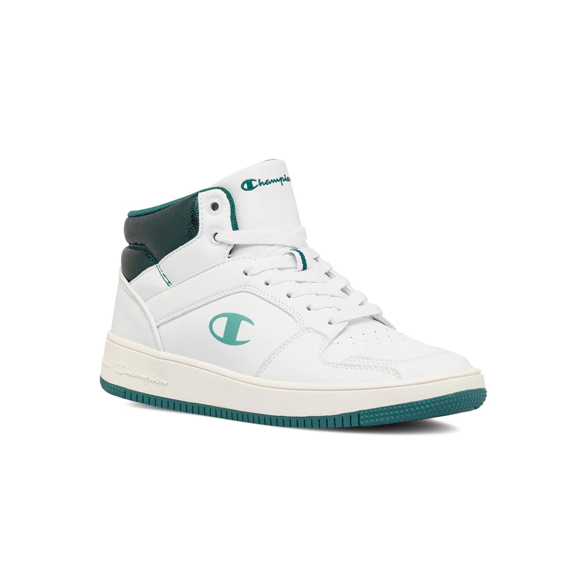 Sneakers alte da donna bianche con dettagli verde metallizzato Champion Mid Foil - Image 2