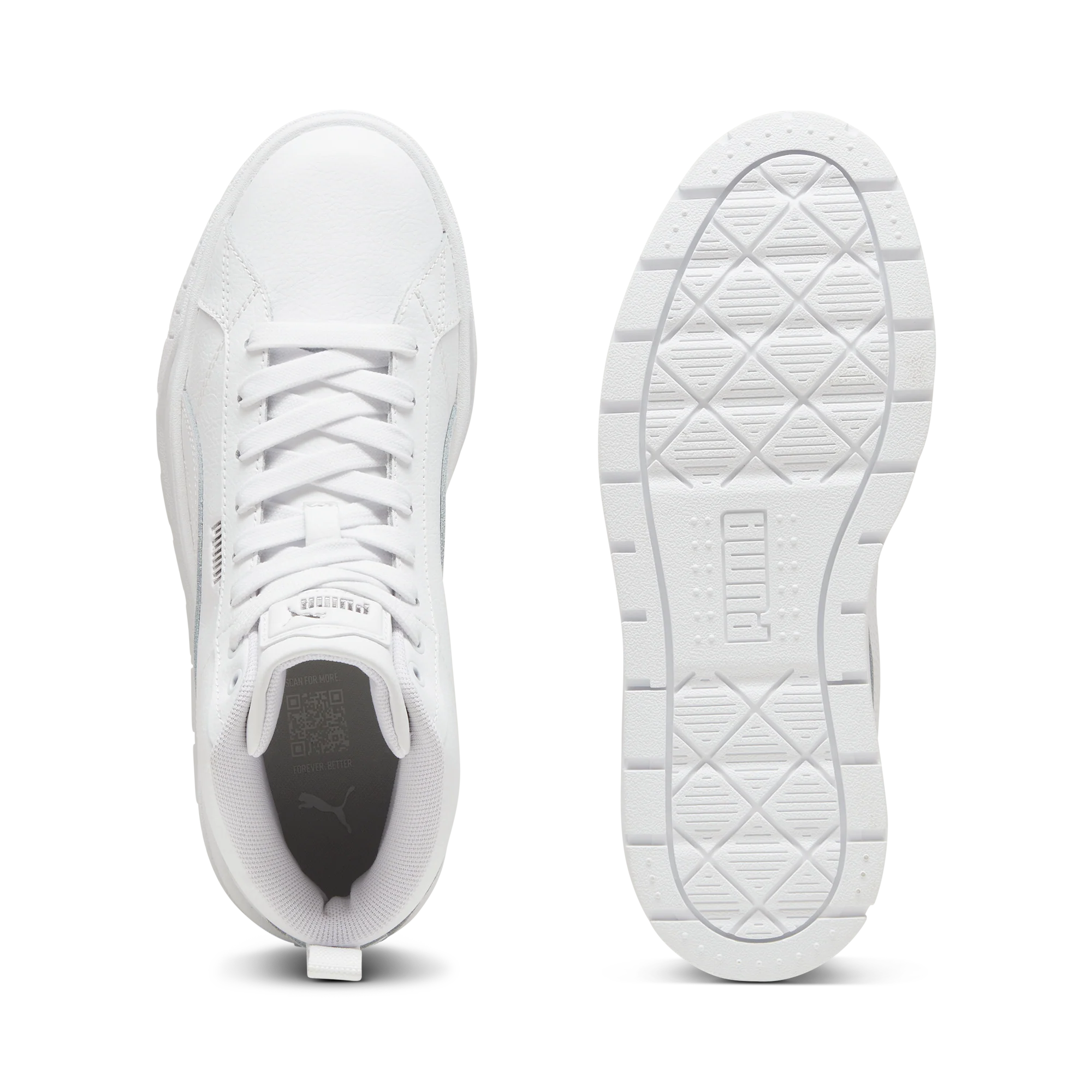 Sneakers alte da donna bianche con suola platform Puma Karmen II Mid - Image 6