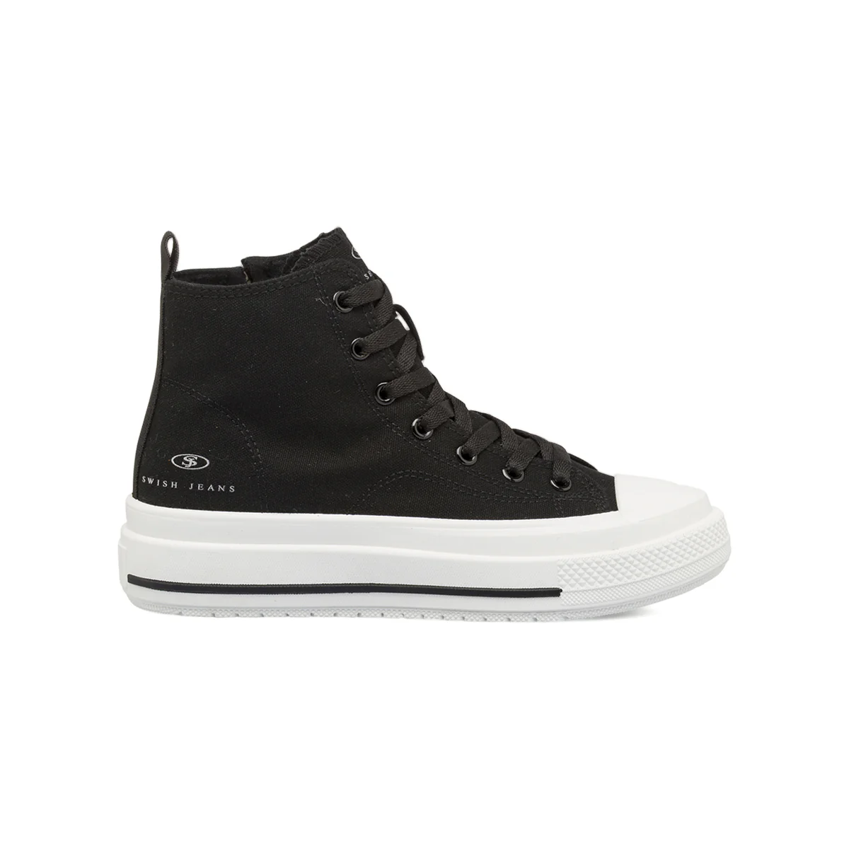 Sneakers alte da donna nere Swish Jeans con suola platform e zip