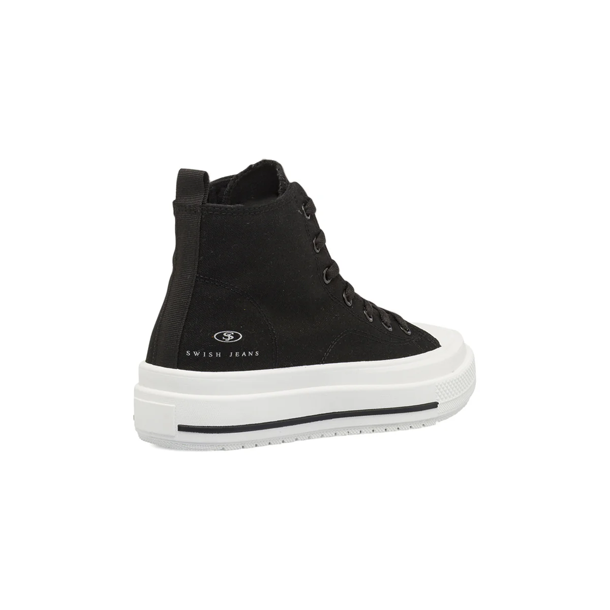 Sneakers alte da donna nere Swish Jeans con suola platform e zip - Image 3