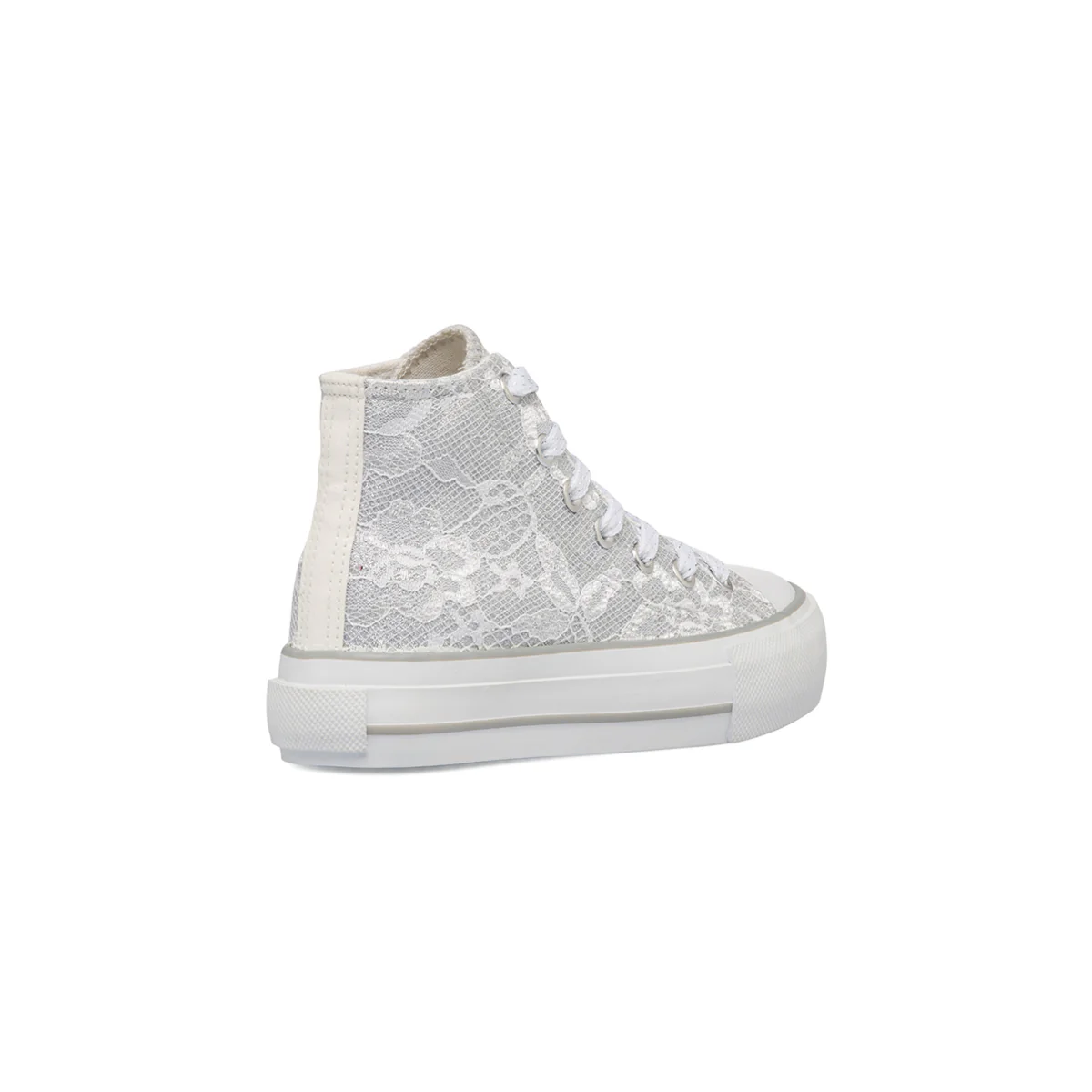 Sneakers alte da ragazza bianche a argento glitter effetto pizzo 10 Baci - Image 3