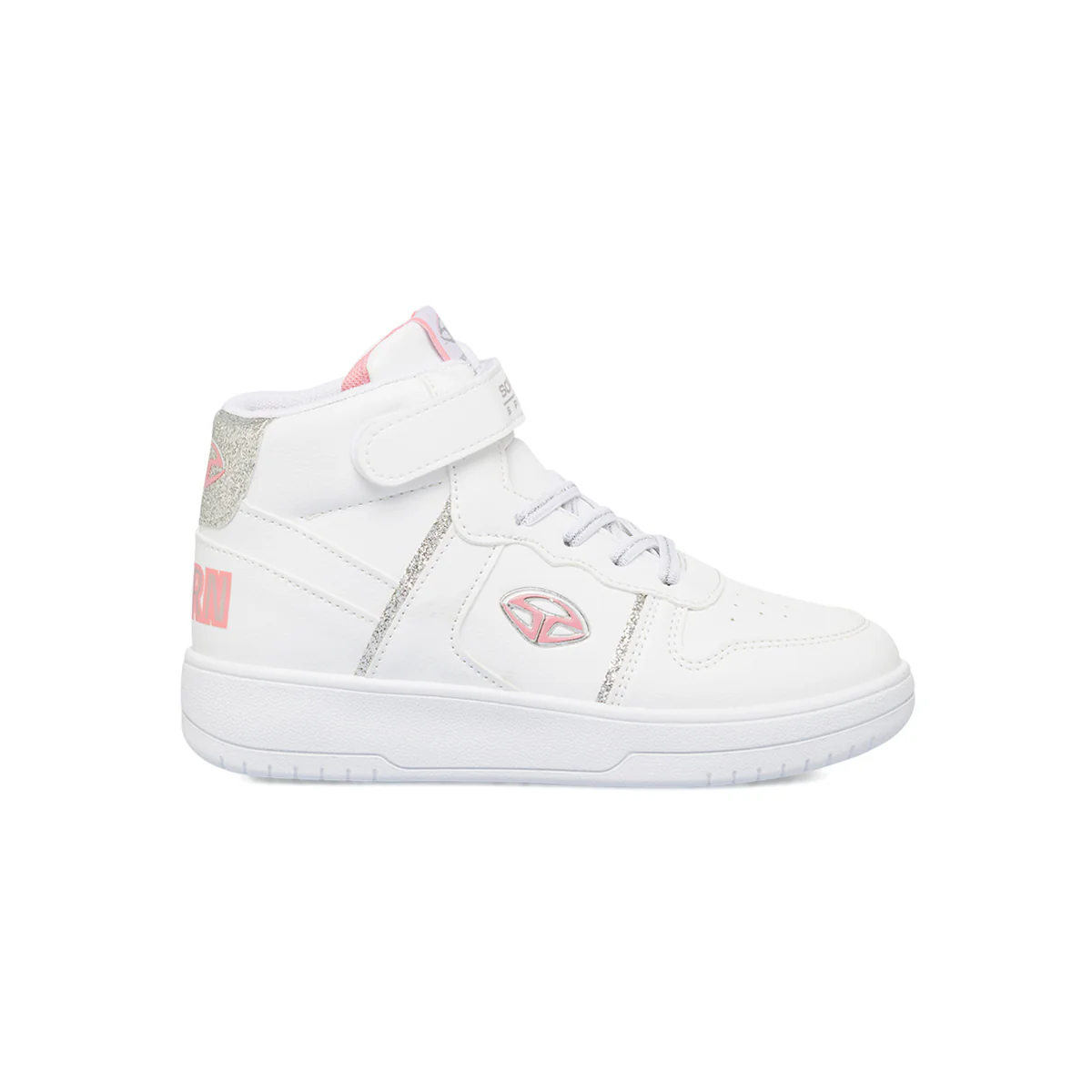 Sneakers alte da ragazza bianche con dettagli rosa e glitter Soprani Sport