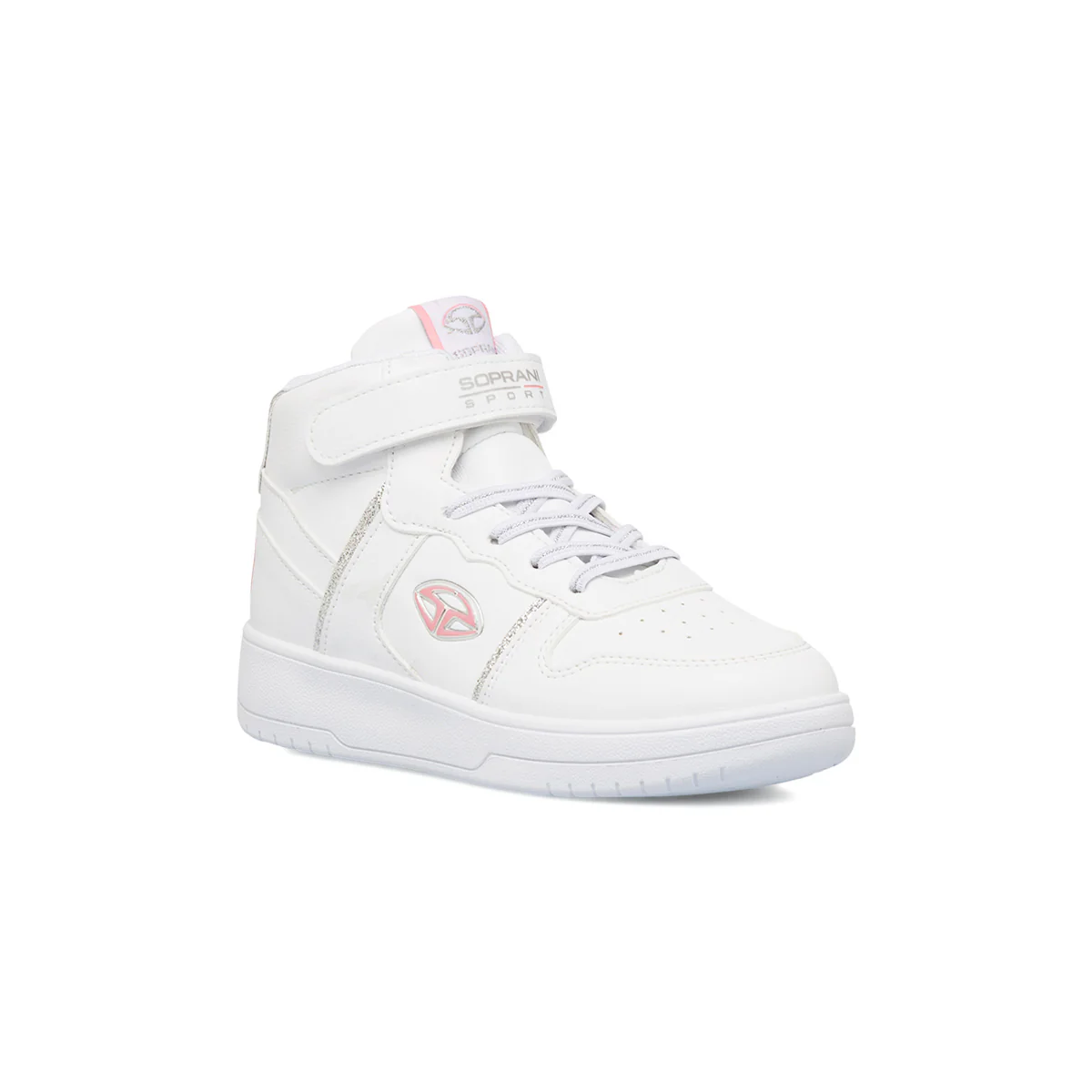 Sneakers alte da ragazza bianche con dettagli rosa e glitter Soprani Sport - Image 2