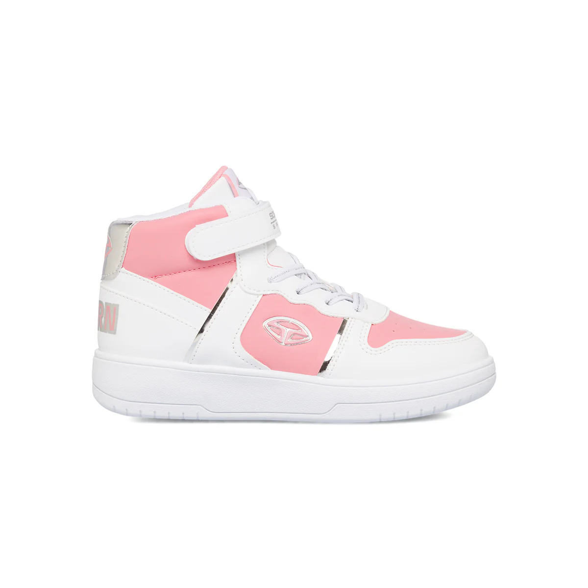 Sneakers alte da ragazza bianche con dettagli rosa e laminati Soprani Sport