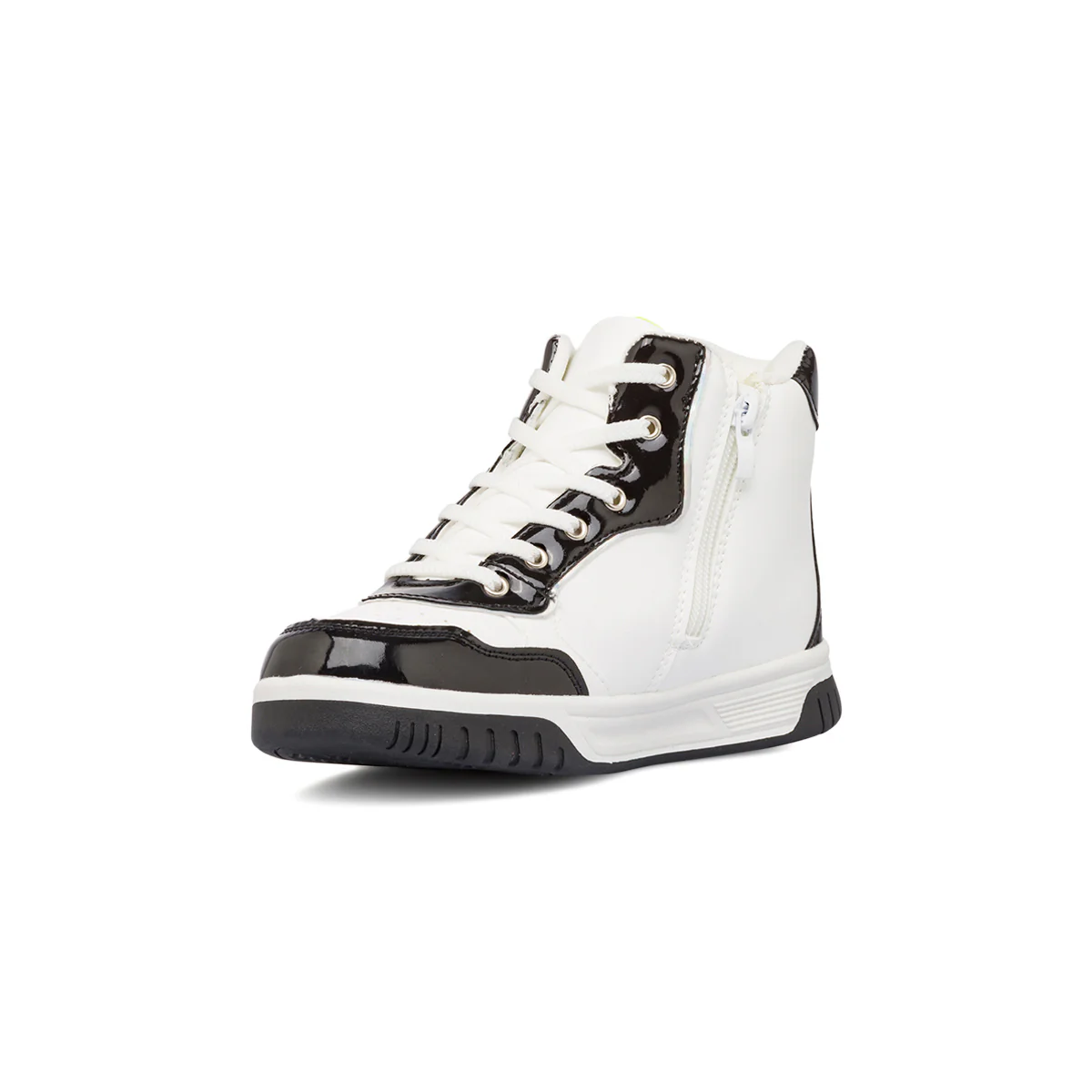 Sneakers alte da ragazza bianche e nere effetto lucido Le Scarpe di Alice - Image 4