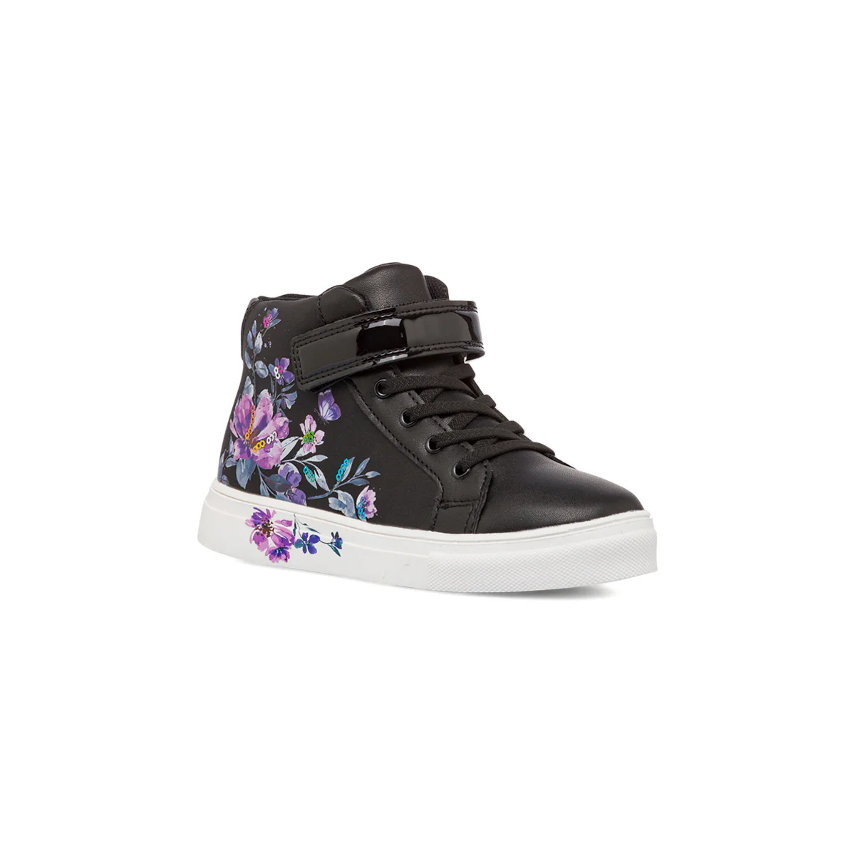 Sneakers alte da ragazza nere con dettagli floreali Le Scarpe di Alice - Image 2