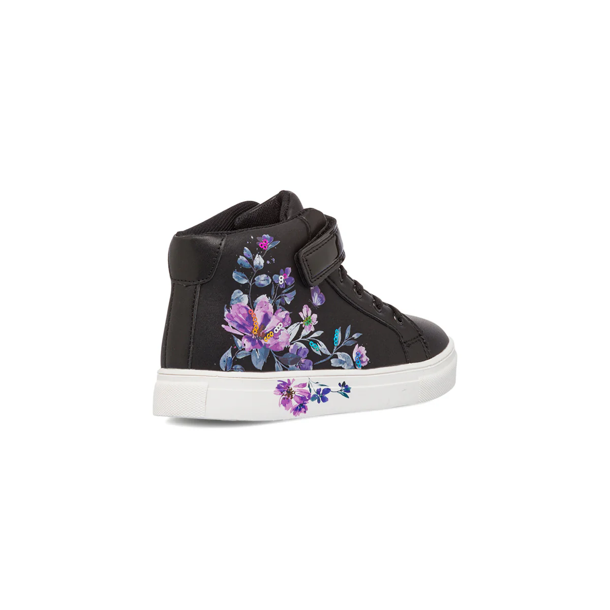Sneakers alte da ragazza nere con dettagli floreali Le Scarpe di Alice - Image 3