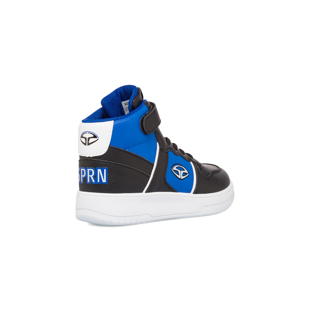 Sneakers alte da ragazzo bianche con dettagli neri e blu con logo Soprani Sport - Image 3