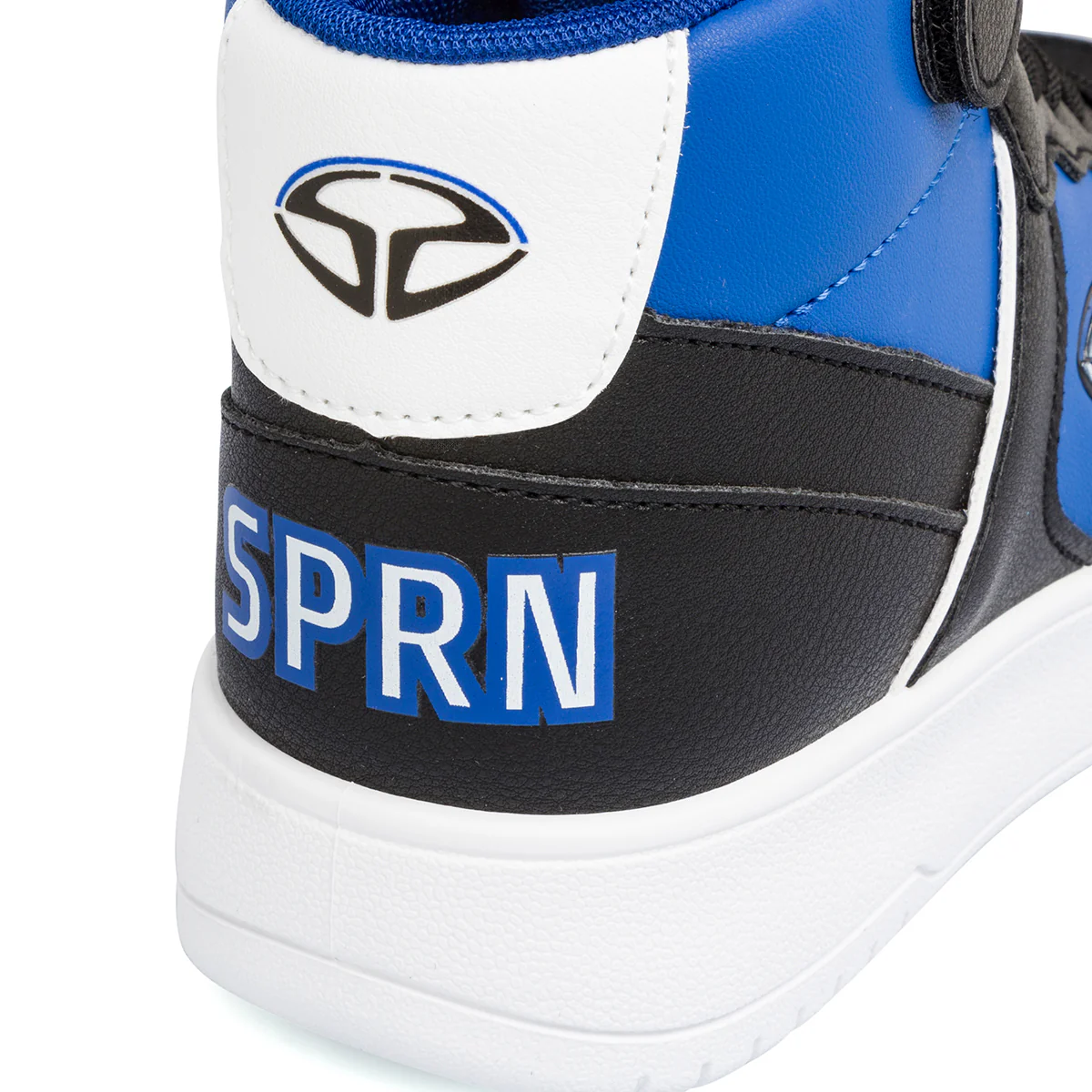 Sneakers alte da ragazzo bianche con dettagli neri e blu con logo Soprani Sport - Image 5