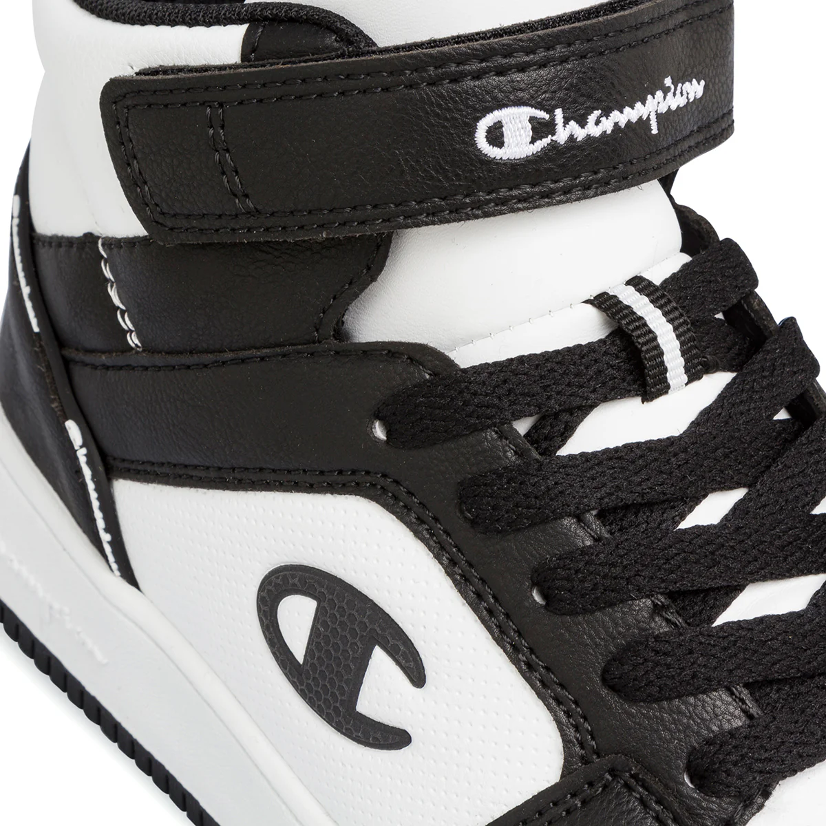 Sneakers alte da ragazzo bianche e nere con logo Champion Rebound 2.0 Mid - Image 5