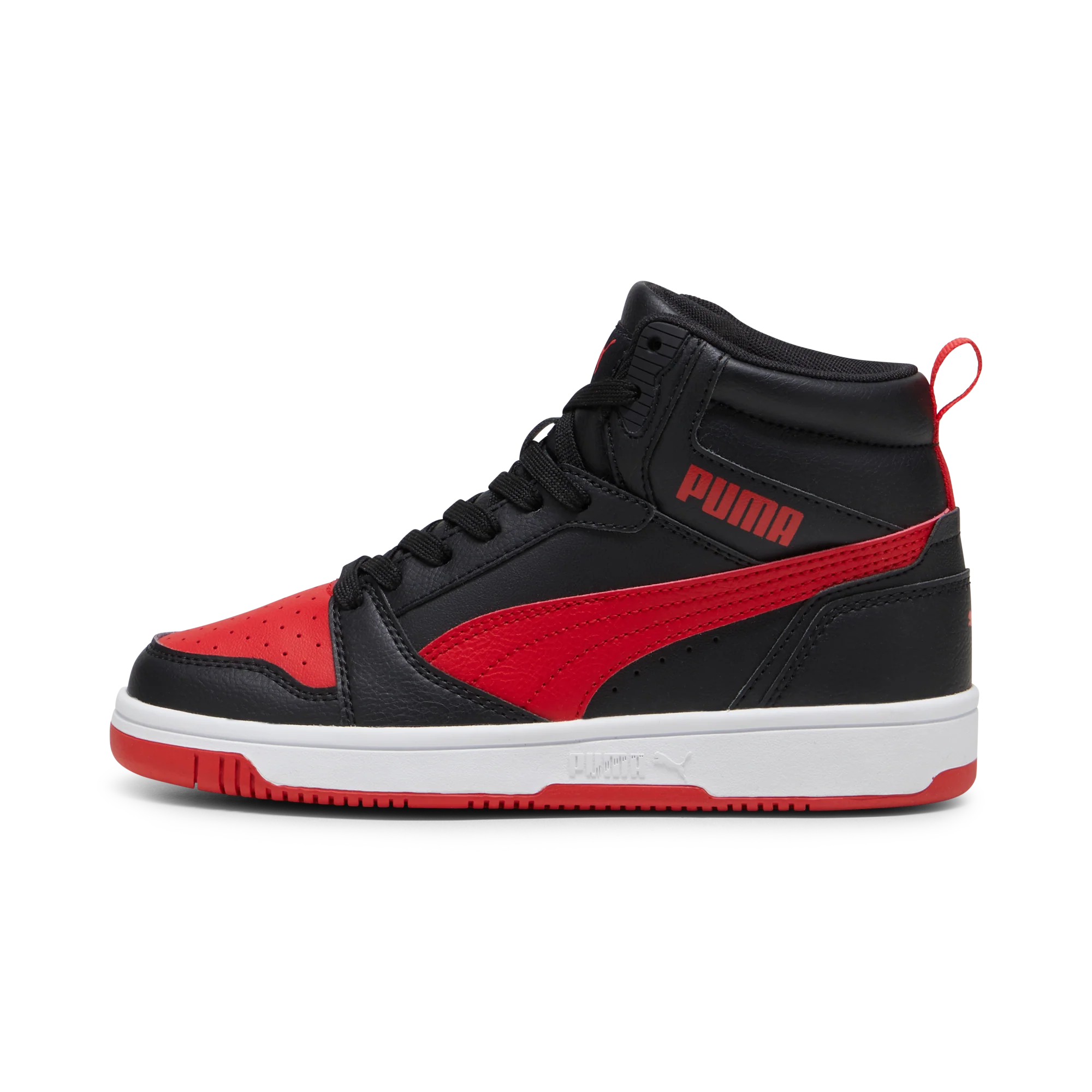 Sneakers alte da ragazzo nere con dettagli rossi Puma Rebound V6