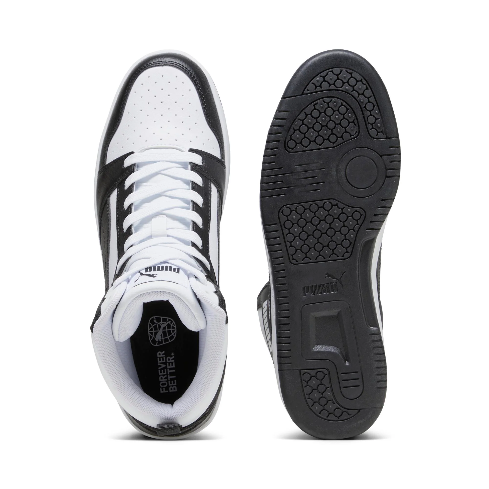Sneakers alte da uomo bianche e nere con dettagli grigi Puma Rebound V6 - Image 5