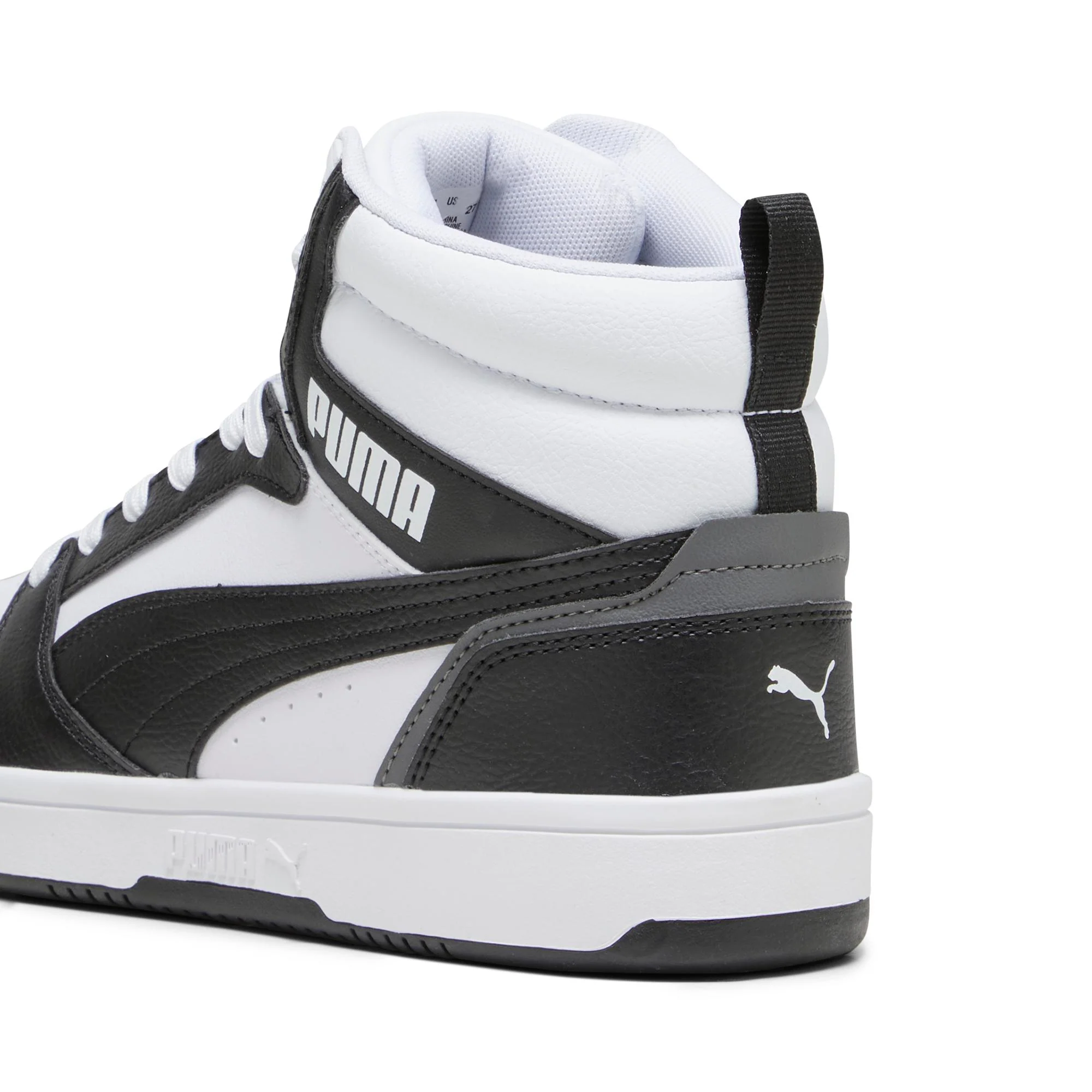 Sneakers alte da uomo bianche e nere con dettagli grigi Puma Rebound V6 - Image 6
