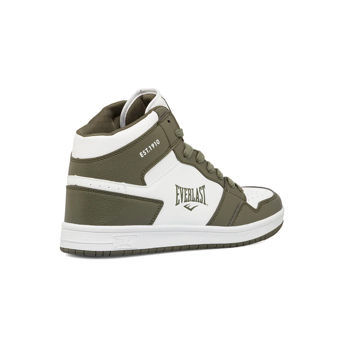 Sneakers alte da uomo bianche e verde militare con logo Everlast - Image 3