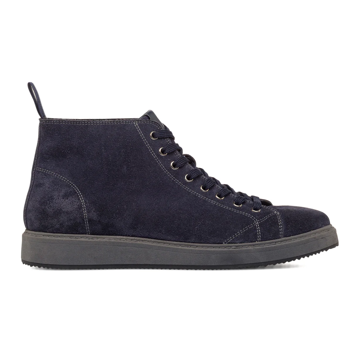 Sneakers alte da uomo blu Primopiano in pelle effetto scamosciata