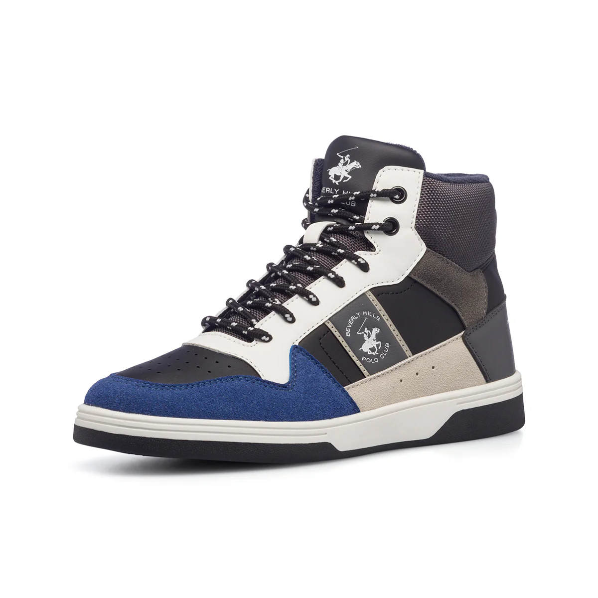 Sneakers alte da uomo grigie e blu con dettagli traforati Beverly Hills Polo Club - Image 2