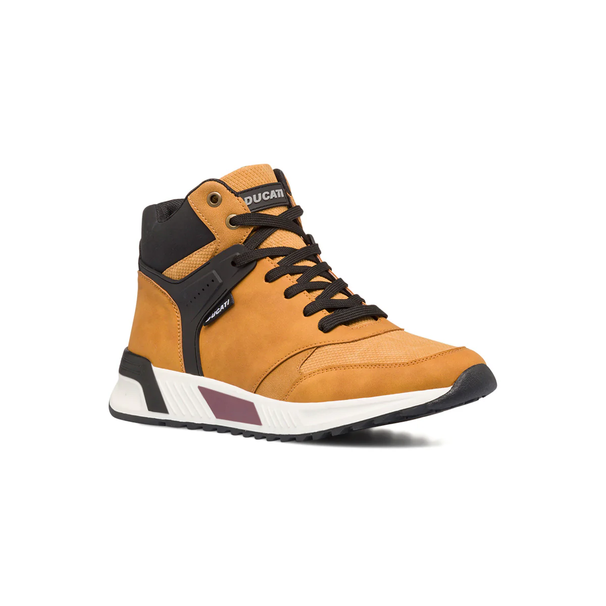 Sneakers alte giallo ocra da uomo con logo sulla linguetta Ducati - Image 2