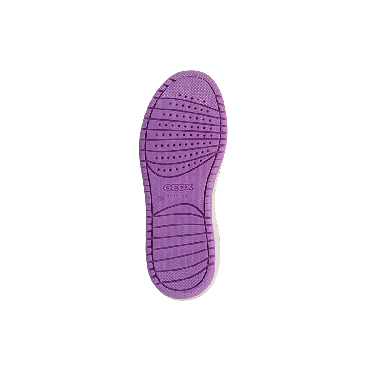 Sneakers alte grigie da bambina con velcro e dettagli viola Geox Washiba - Image 4