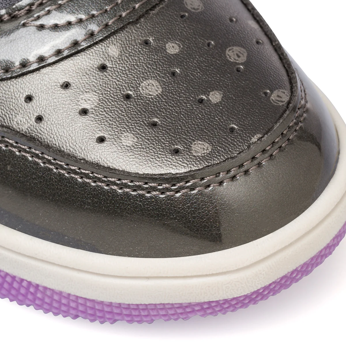 Sneakers alte grigie da bambina con velcro e dettagli viola Geox Washiba - Image 5