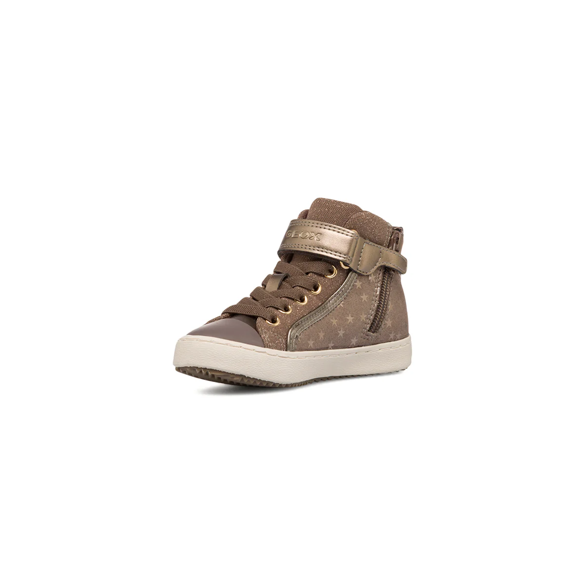 Sneakers alte grigie da bambina con zip e glitter Geox Kalispera - Image 4