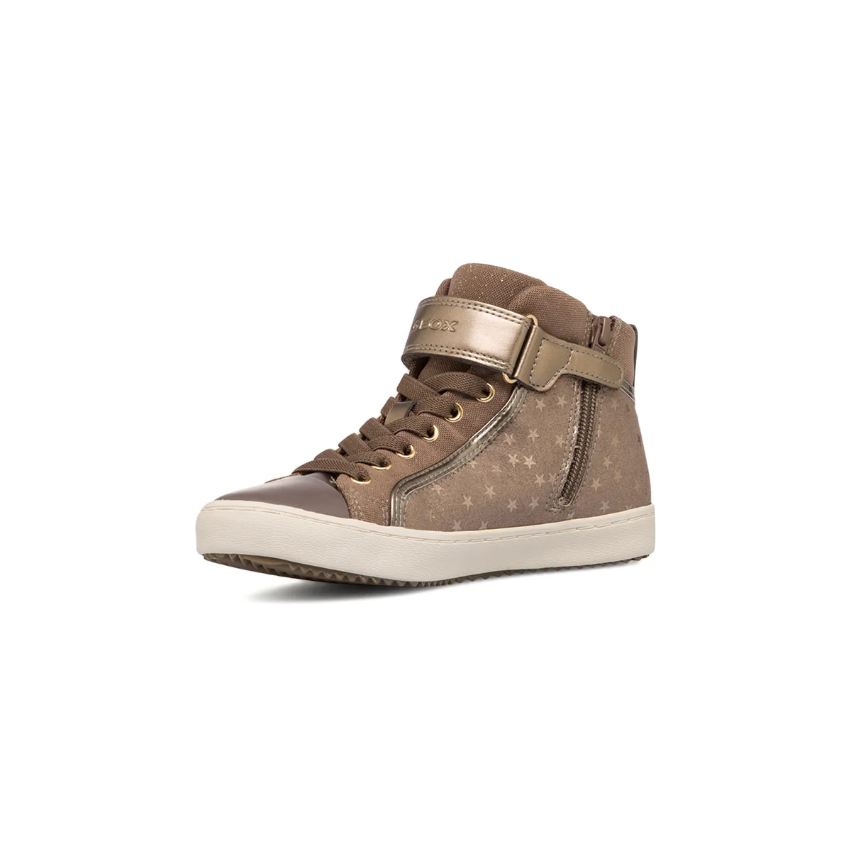 Sneakers alte grigie da bambina con zip e glitter Geox Kalispera - Image 4