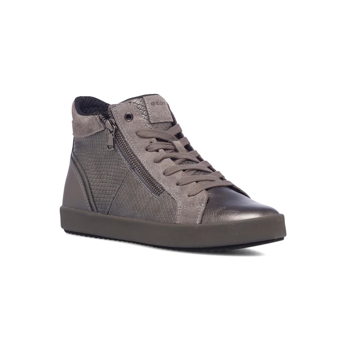 Sneakers alte grigie da donna con zip laterale Geox Blomiee - Image 2