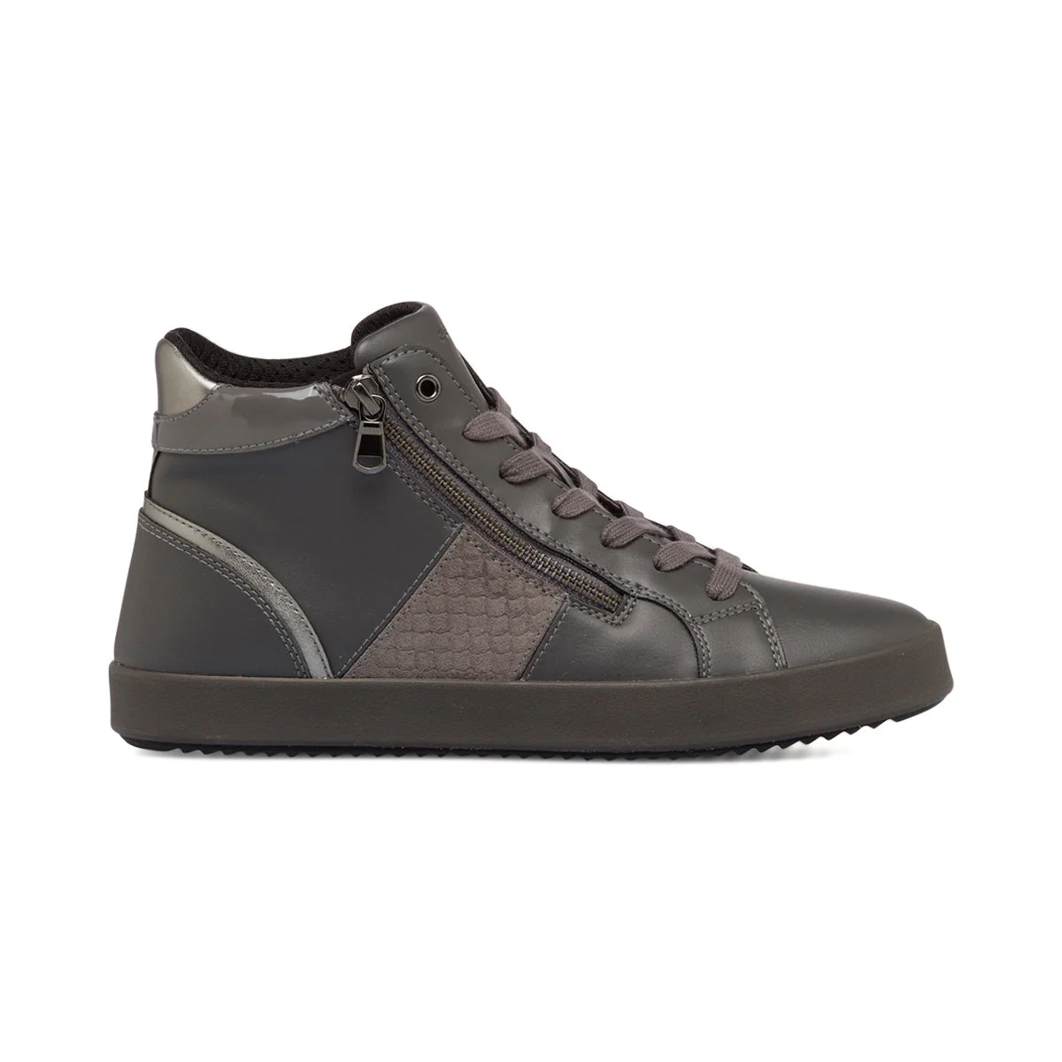 Sneakers alte grigie da donna con zip laterale Geox Bloomie