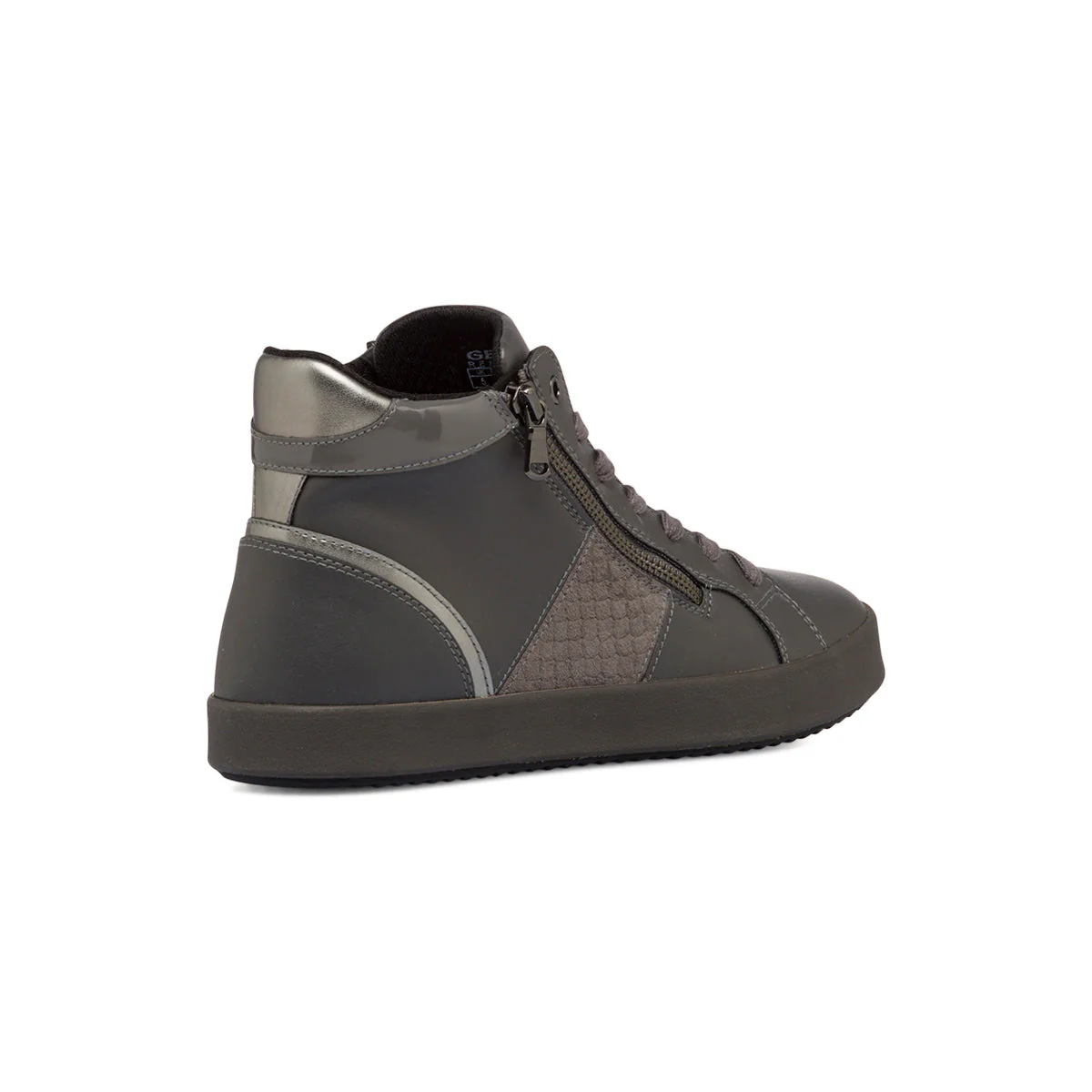 Sneakers alte grigie da donna con zip laterale Geox Bloomie - Image 3