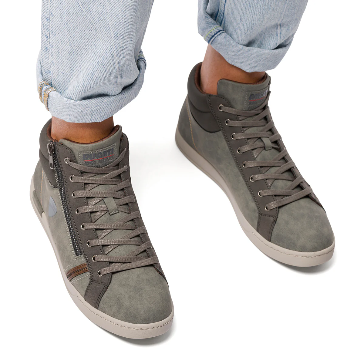 Sneakers alte grigie da uomo con zip laterale Ducati - Image 3