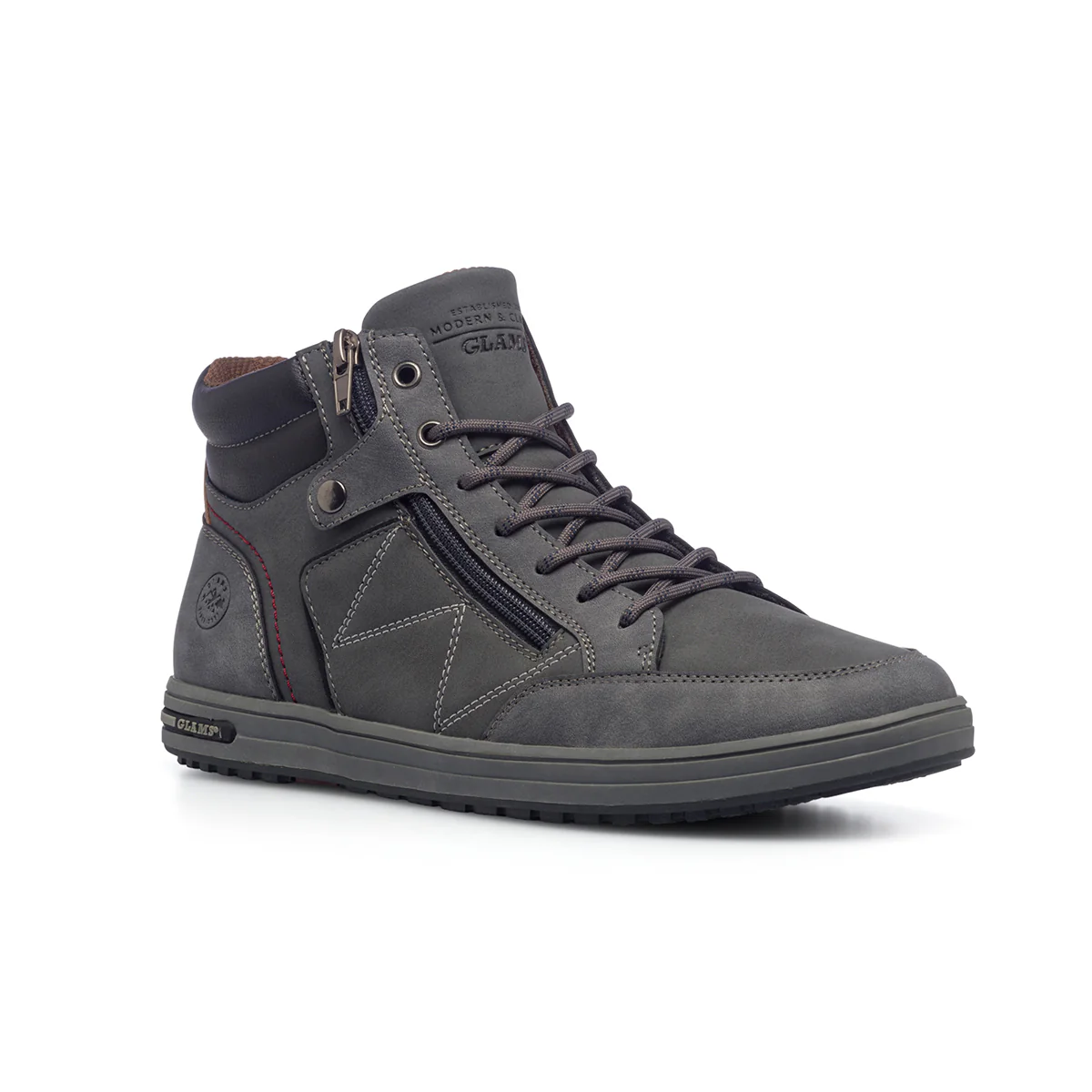 Sneakers alte grigie da uomo con zip laterale Glams - Image 2