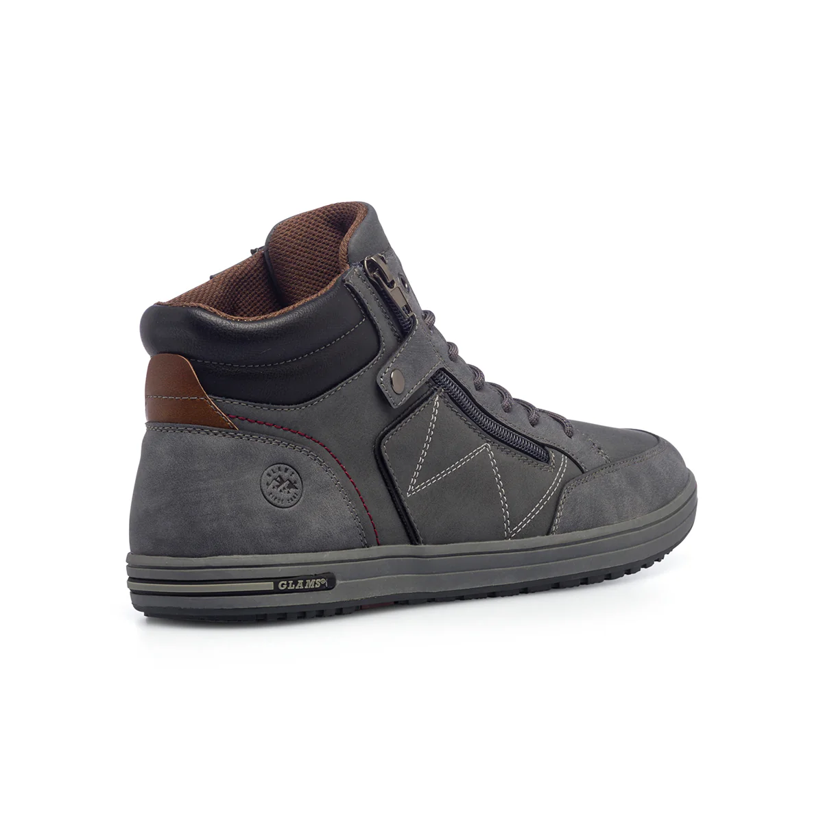 Sneakers alte grigie da uomo con zip laterale Glams - Image 3