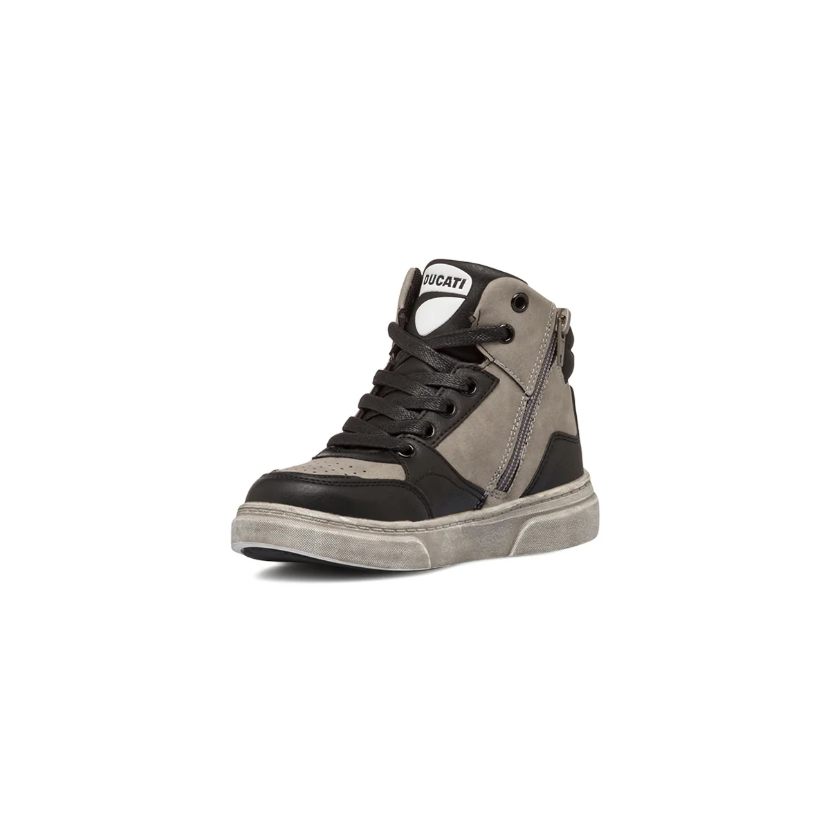 Sneakers alte grigie e nere da bambino con zip Ducati - Image 4