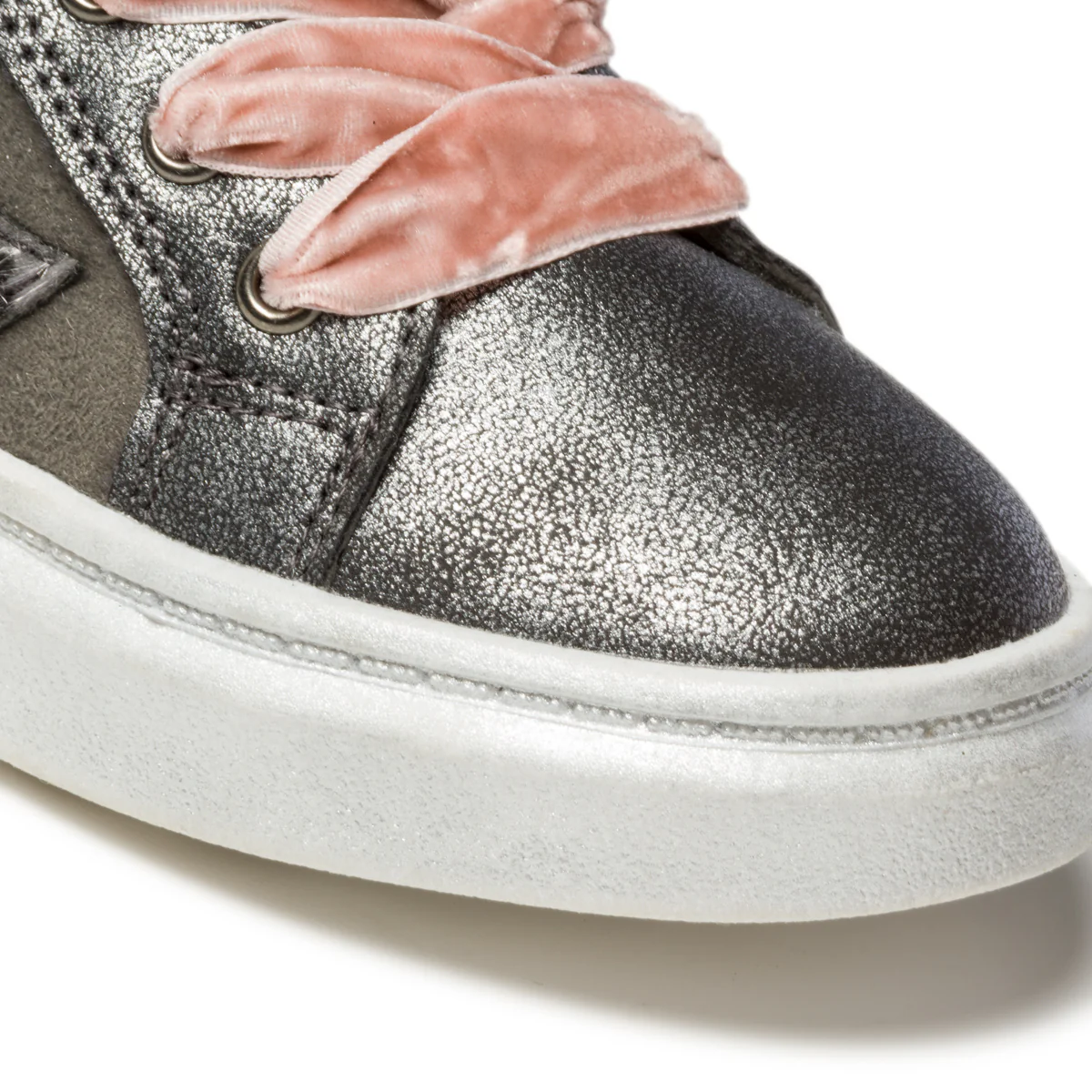 Sneakers alte grigie effetto laminato con patch laterali Le scarpe di Alice - Image 6
